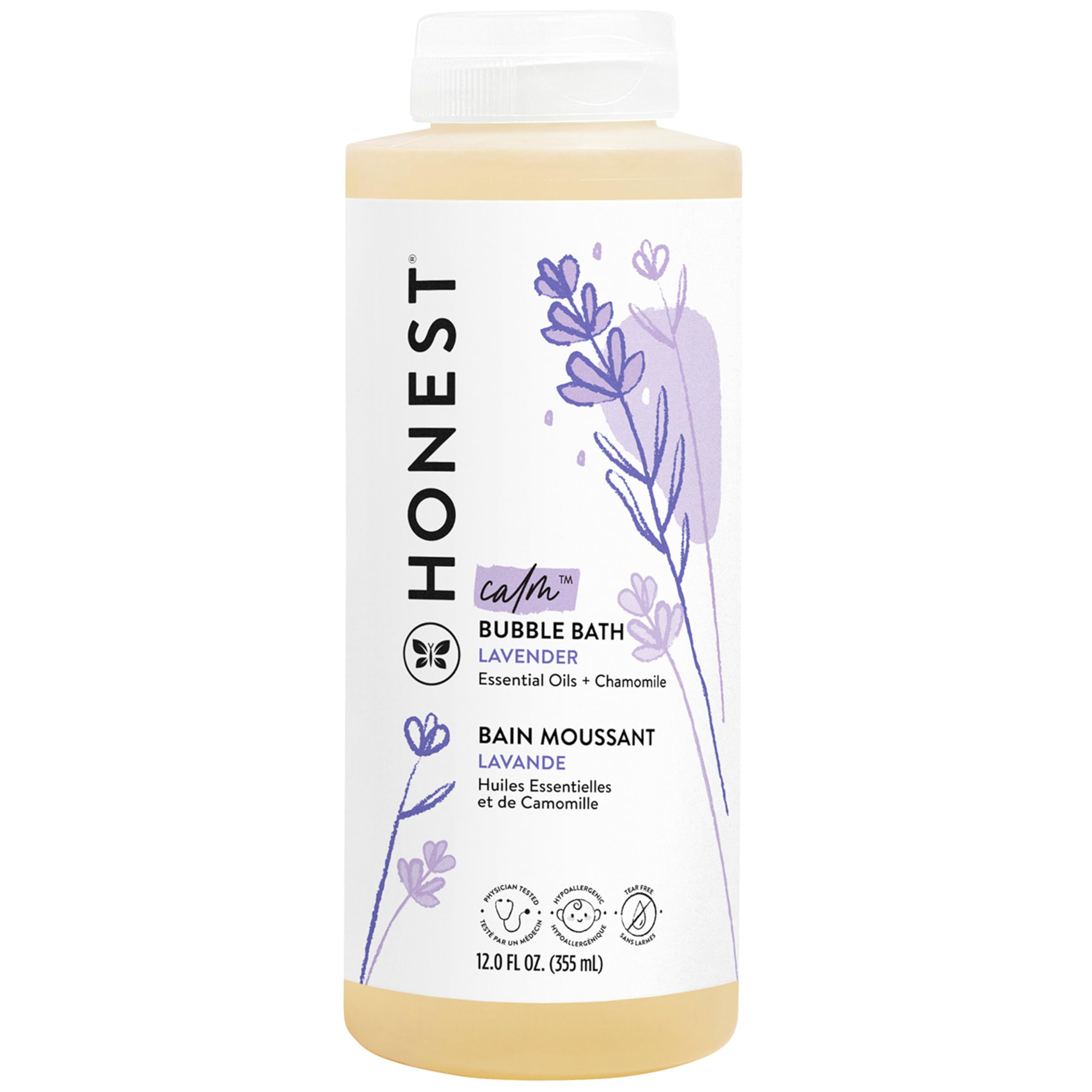 The Honest Company Foaming Bubble Bath & Baby Wash, Tear-Free, Hypoallergenic, Natural Formula, Lavender Calm Scent, 12 fl oz Halalzen