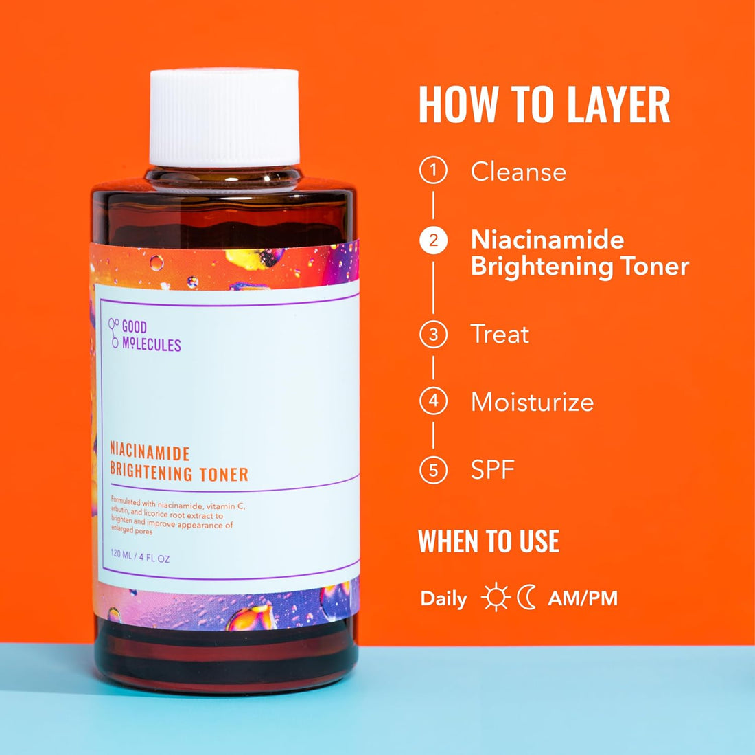 Good Molecules Niacinamide Brightening Toner Facial Toner with Niacinamide, Vitamin C and Arbutin for Even Tone, Enlarged Pores Skincare for Face