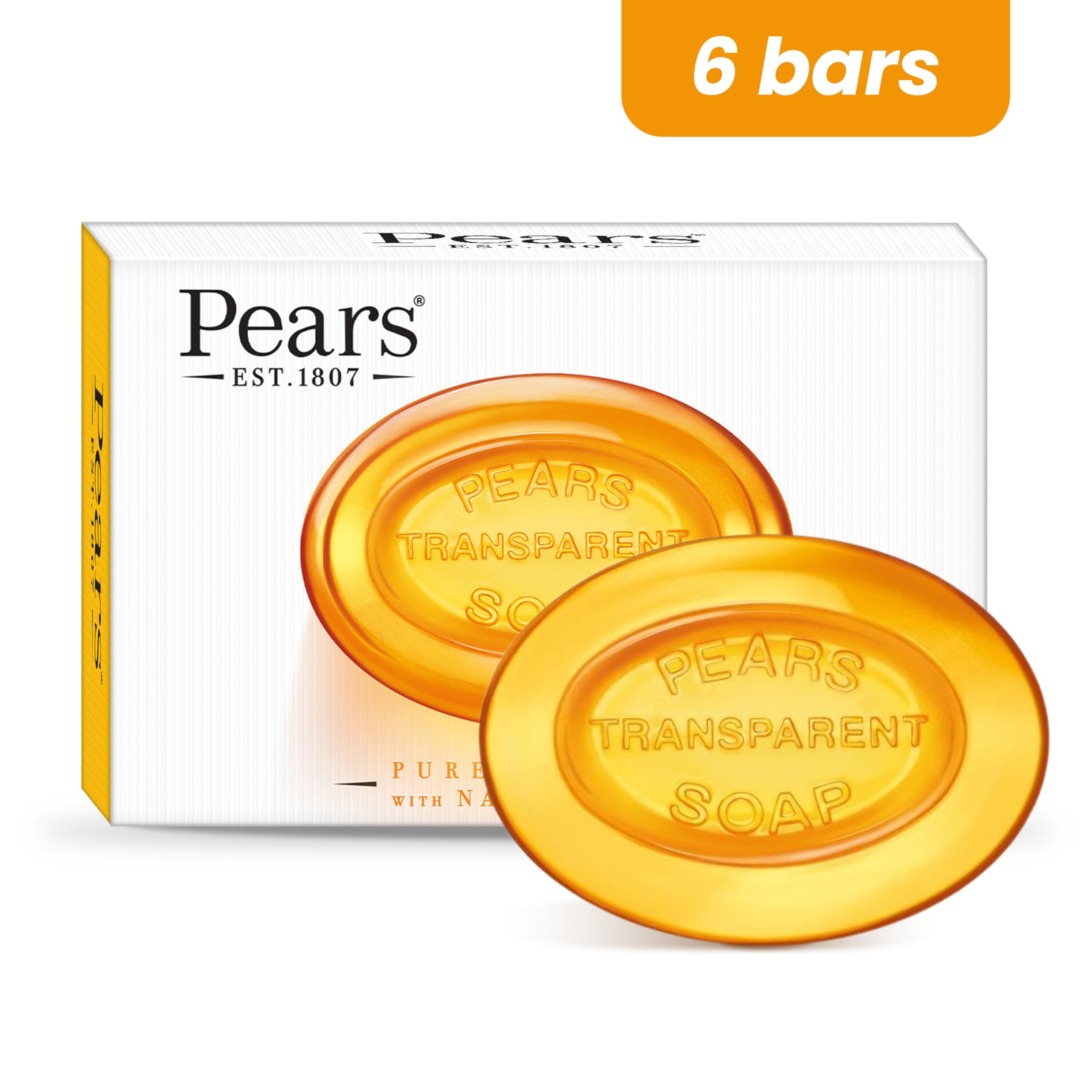 Pears Pure & Gentle Transparent Natural Soap Bar - Made with Mint Extracts, Nourishing and Refreshing Bathing Cleanser, Gentle & Soothing Skin Care, Pure Transparency, Pack of 12 x 125g Halalzen