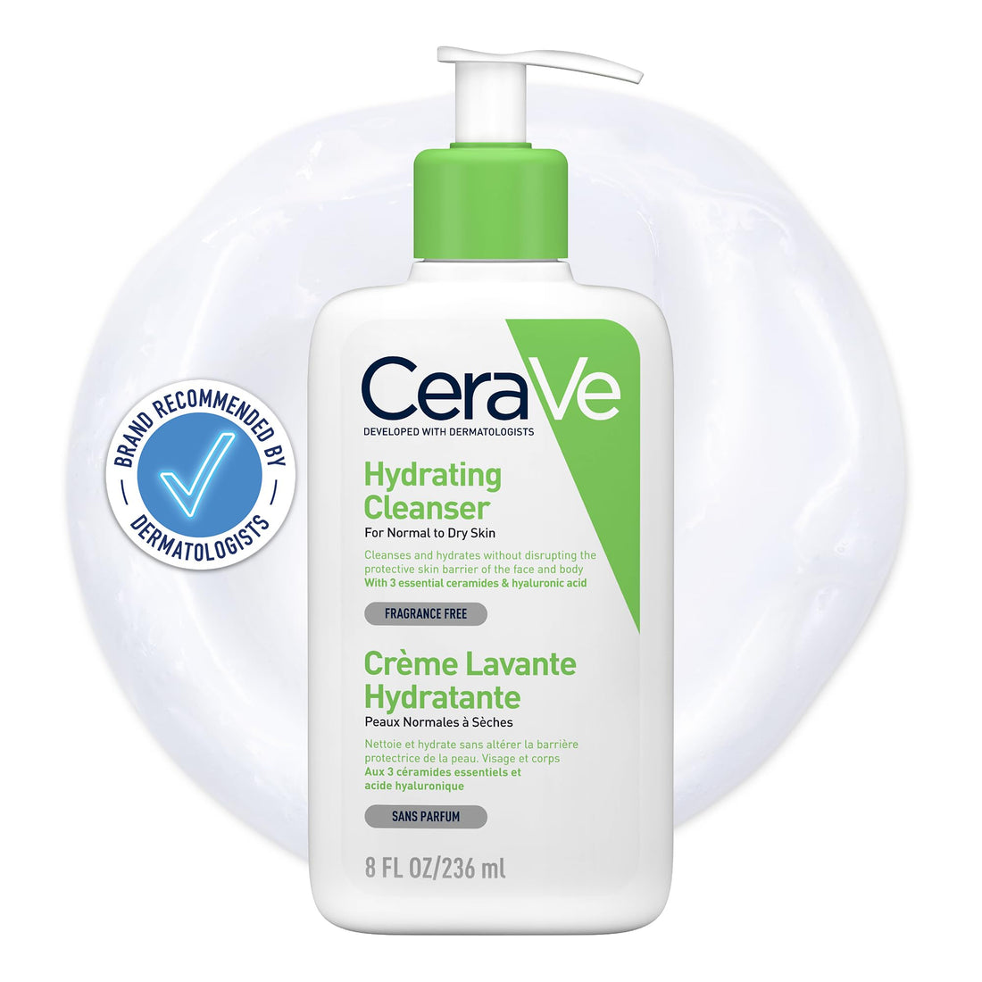 CeraVe Hydrating Cleanser for Normal to Dry Skin 236 ml with Hyaluronic Acid and 3 Essential Ceramides