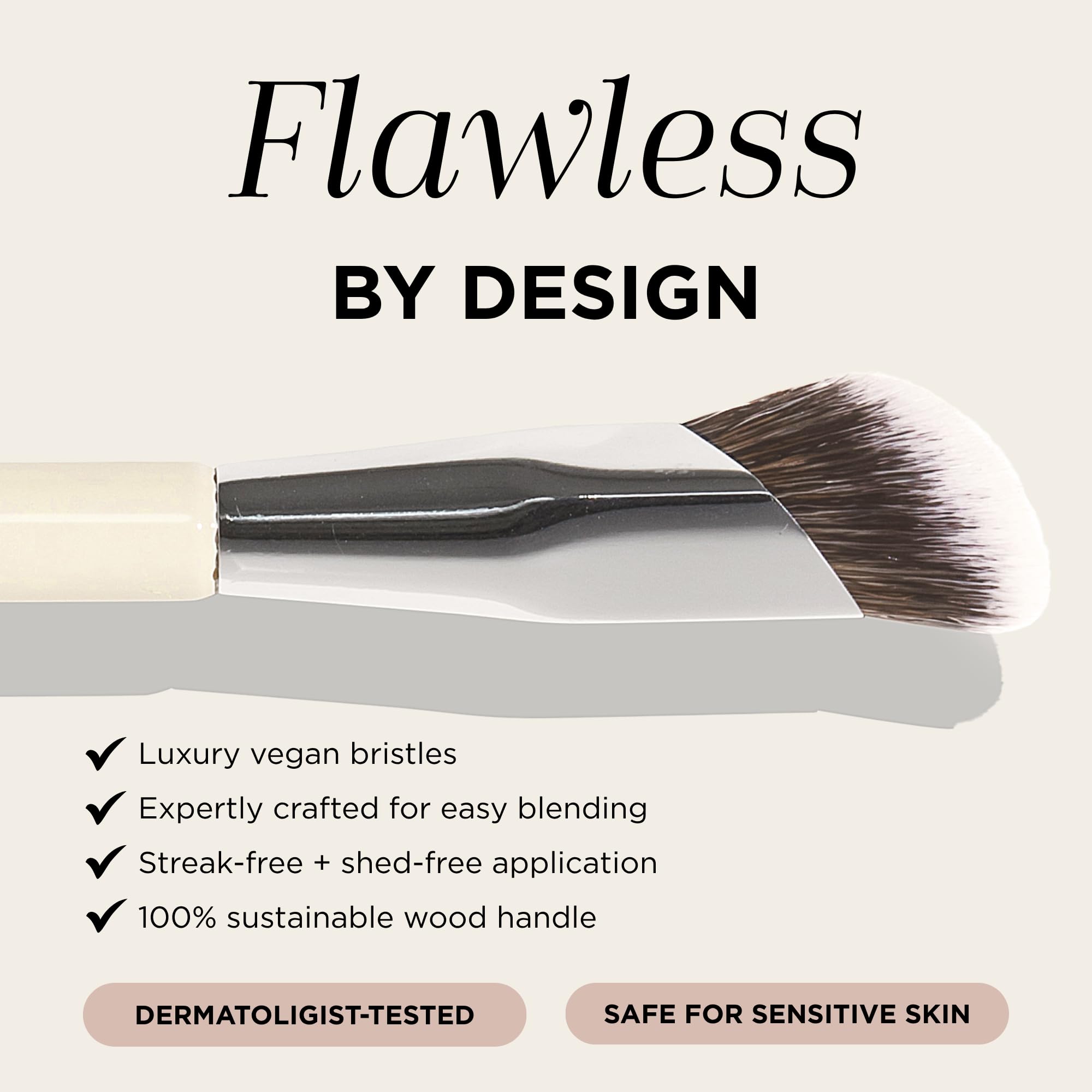 Haleys Beauty Kabuki Foundation Brush For Applying Powder, Foundation, Bronzer, Blush, and Mineral Make up, Soft Bristles, Seamless Blending, Makeup Brushes Essential, Vegan & Cruelty Free