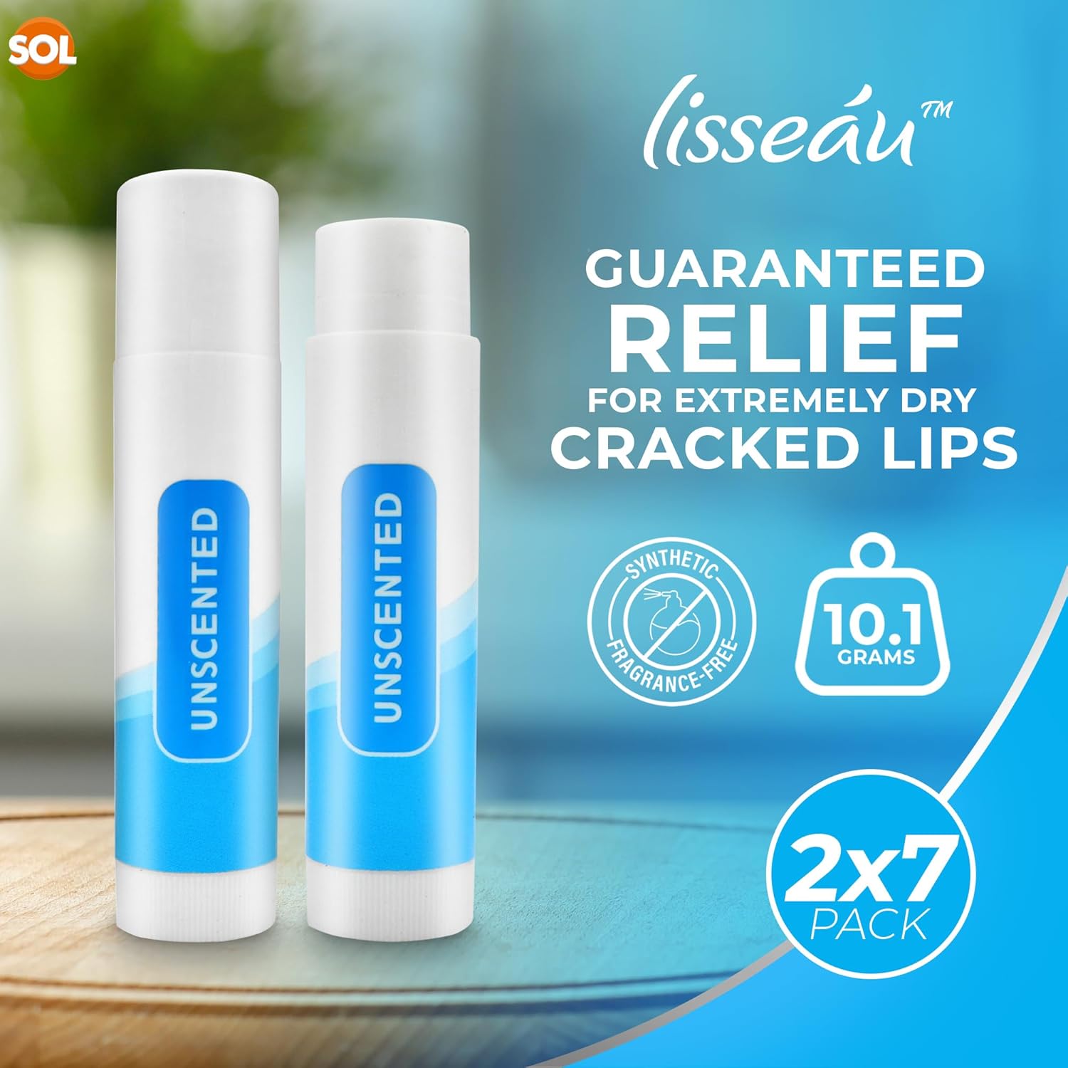 SOL 14pk Unscented Lipbalm Multipack - Moisturiser & Hydrating Lip Balm for Men and Women, Repair for Dry, Chapped Lips With Vitamin E, Long-Lasting Lip Care Sticks for Home, Office, or On-the-Go Use