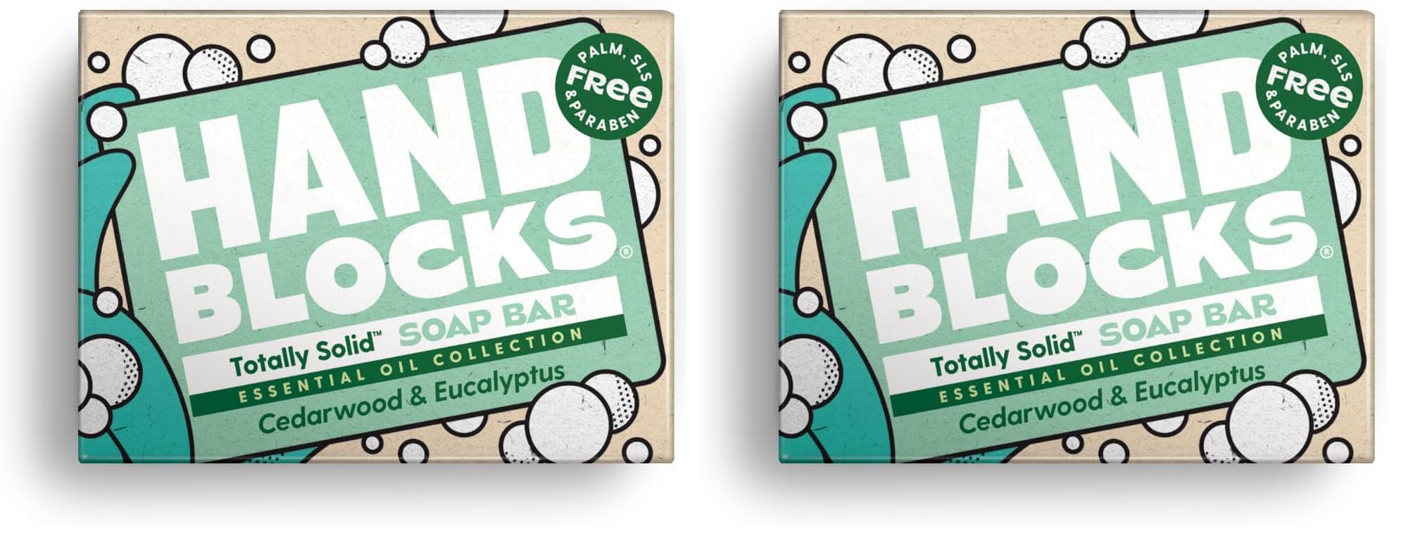 Hand Blocks: Cedarwrood & Eucalyptus (6 Pack) - Cold Processed Natural Soap Bars - Plastic, Palm, SLS, SLES & Paraben Free Halalzen