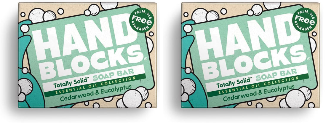 Hand Blocks: Cedarwrood & Eucalyptus (6 Pack) - Cold Processed Natural Soap Bars - Plastic, Palm, SLS, SLES & Paraben Free Halalzen