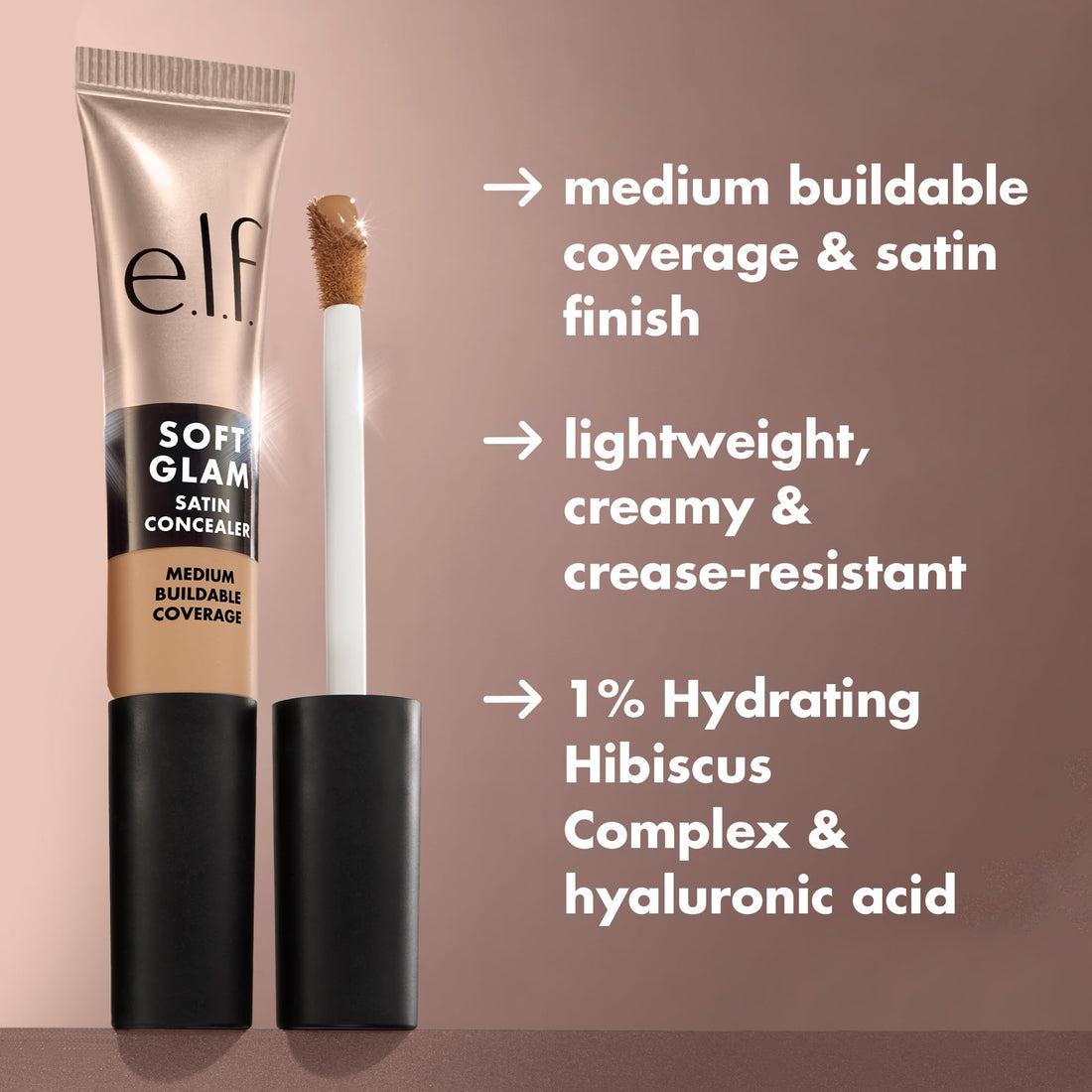 e.l.f. Soft Glam Satin Concealer, Medium Coverage for Blemishes & Under-Eye, Crease-Resistant, Long-Lasting, Vegan & Cruelty-Free, 13 Fair Neutral Halalzen