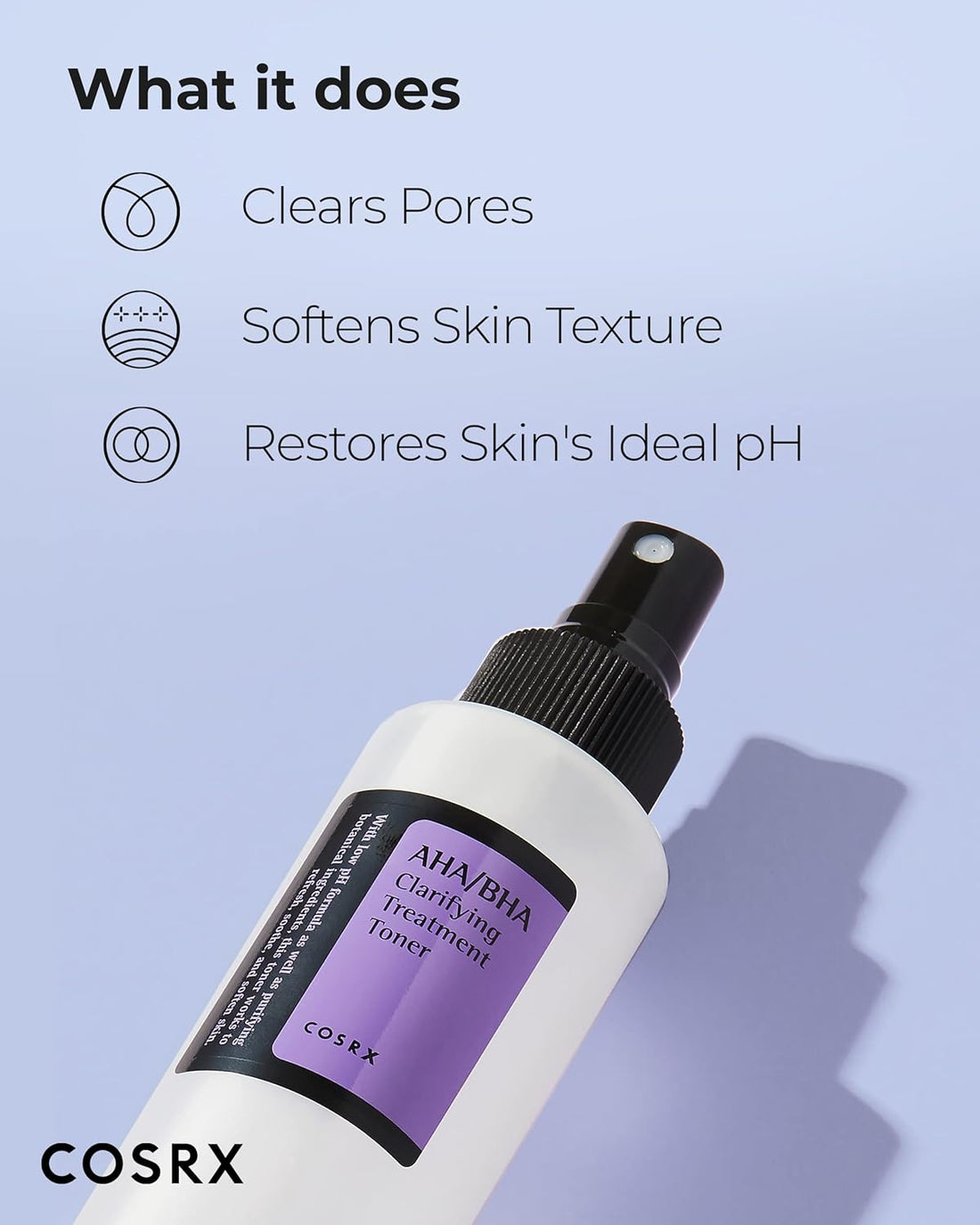 COSRX AHA/BHA Treatment Toner Facial Exfoliating Spray with Glycolic Acid, Blemish Control and Oil Balancing Korean Toner, Gentle Exfoliation and Minimizing Whiteheads and Pores Korean Skincare 150ml