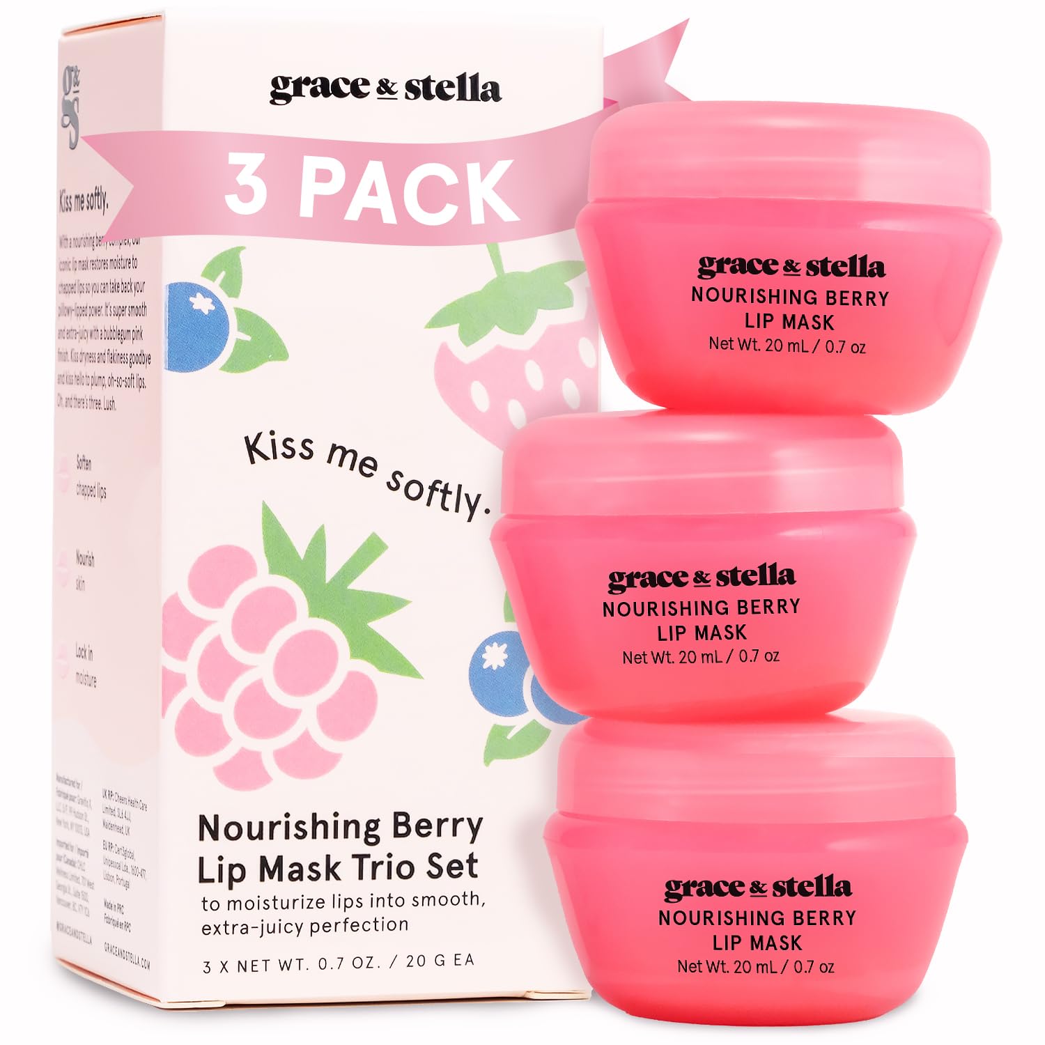 grace & stella Award Winning Lip Butter - Hydrating Lip Balm - Nourishing Lip Mask (1-pack) Travel Essentials, Travel Size Toiletries, Birthday Gifts for Women & Teens - Overnight Lip Repair - Vegan Halalzen