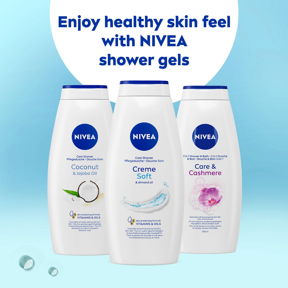 NIVEA Care Shower Creme Soft (250 ml) Enriched with Almond Oil, Moisturising Gel Body Wash, Skin Moisturiser with Mild Scent