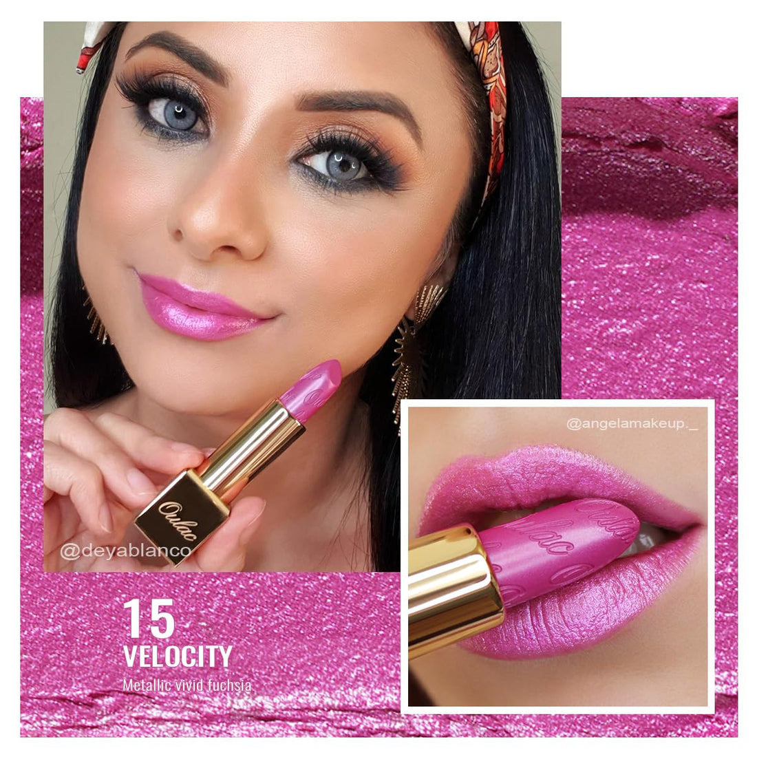 OULAC Metallic Shine Glitter Lipstick, Pink High Impact Lipcolor, Lightweight Soft and Ultra Hydrating, Long Lasting, Vegan & Cruelty-Free, Full-Coverage Lip Color 4.3 g/0.15 HIP & HIPPIE(11) Halalzen