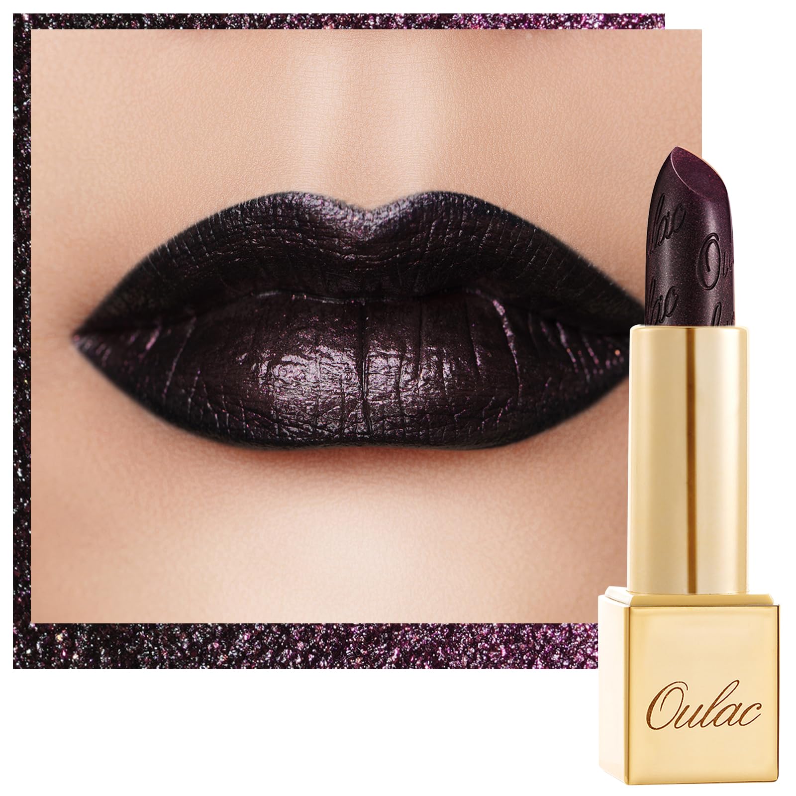 OULAC Metallic Shine Glitter Lipstick, Pink High Impact Lipcolor, Lightweight Soft and Ultra Hydrating, Long Lasting, Vegan & Cruelty-Free, Full-Coverage Lip Color 4.3 g/0.15 HIP & HIPPIE(11) Halalzen