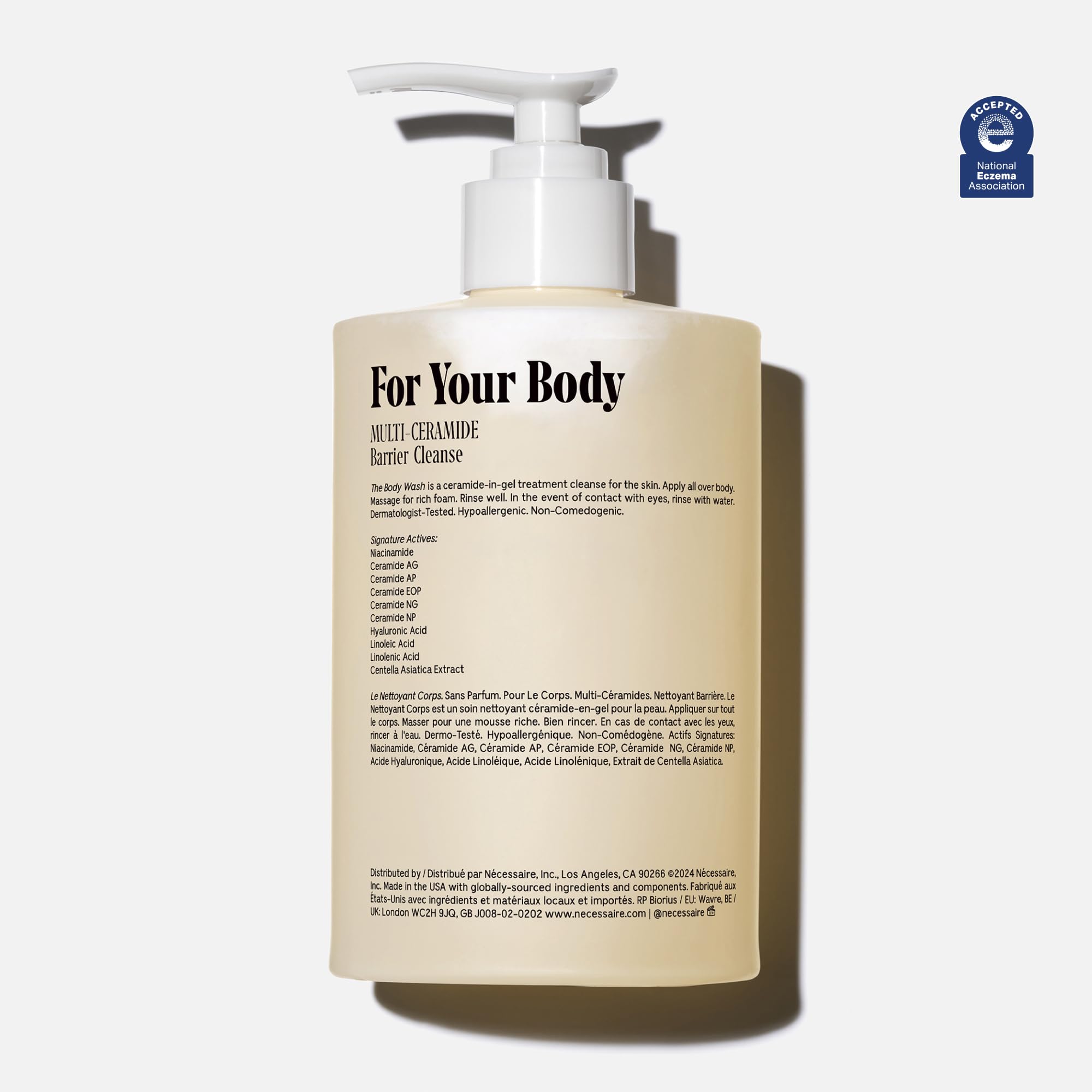Nécessaire The Body Wash Eucalyptus — Multi-Oil Shower Gel Body Wash for Women + Men. Non-Comedogenic + Hypoallergenic for Sensitive Skin with Niacinamide. 500ml/16.9 fl oz