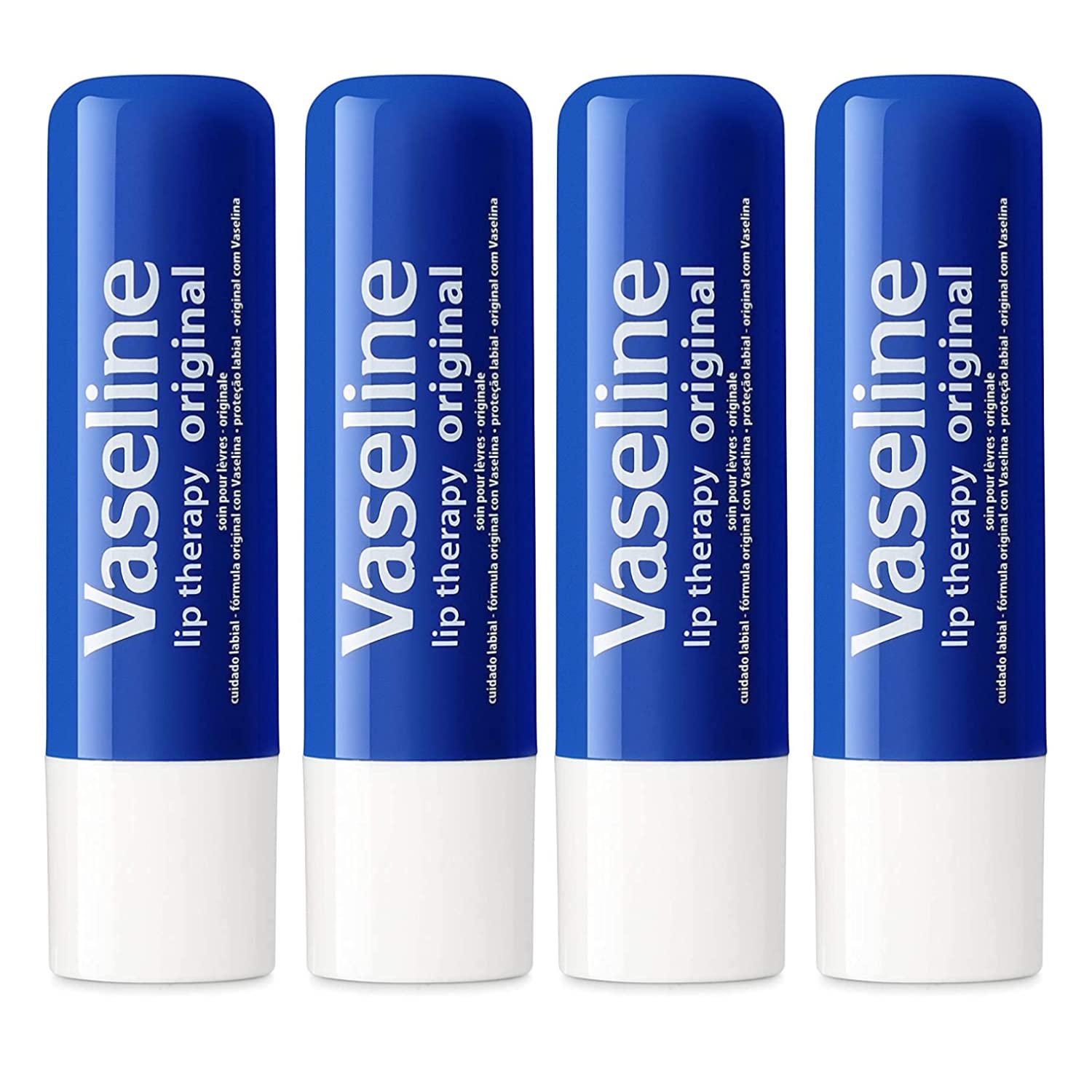 Vaseline Lip Therapy Stick | Original Petroleum Jelly Vaseline Lip Balm for Soft Lips | 4.8g each (4 Pack) Halalzen