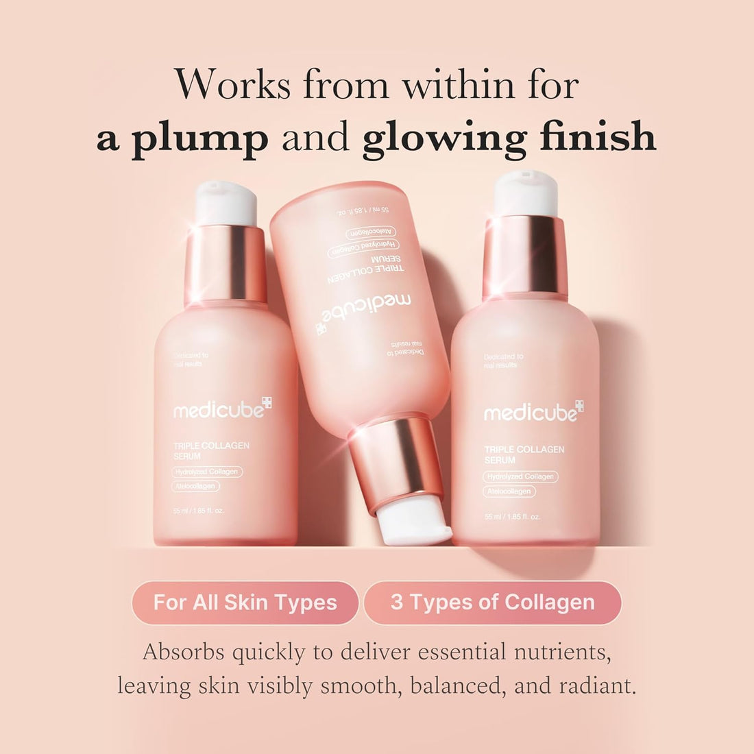 medicube Triple Collagen Serum 55ml - Nourish dull skin with Triple Collagen Complex - A lightweight serum with Niacinamide and Hyaluronic Acid - Korean Skincare Halalzen