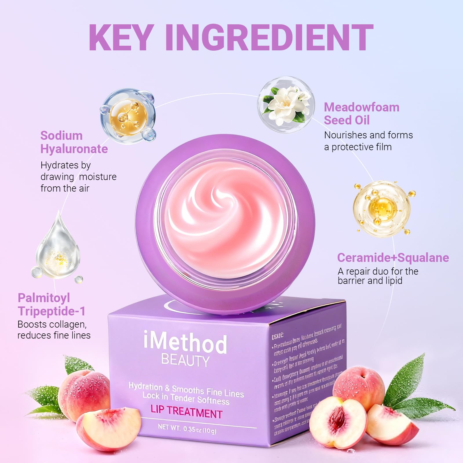 iMethod Overnight Lip Mask - Hydrating Lip Butter Balm with Hyaluronic Acid, Lip Moisturizer For Very Dry Lips, Lip Sleeping Mask to Nourish & Repair Cracked Lips, Smoothes Fine Lines - Peach Halalzen