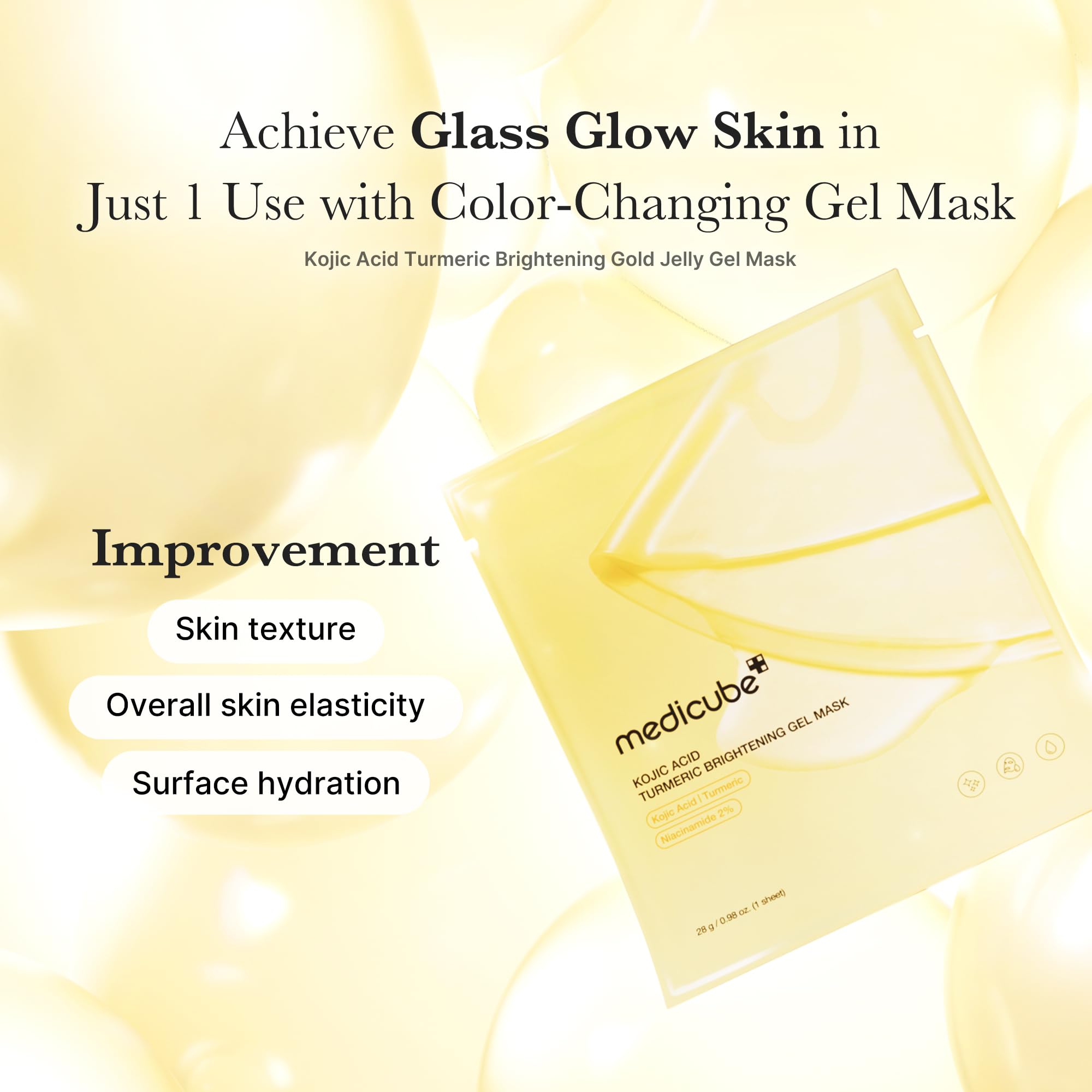 medicube Jelly Gel Mask with Brightening Kojic Acid Turmeric | Overnight Face Mask for Glass Glow Skin | Elasticity, Hydrating, Firming and Radiance Boosting | Korean Skincare, 28g x 4ea Halalzen