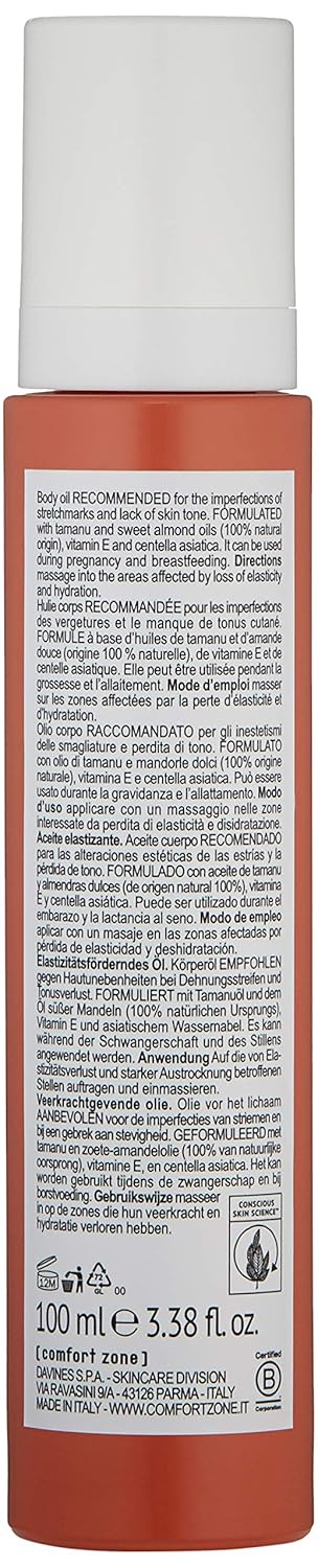 [ comfort zone ] Body Strategist Oil, Elasticizing Body Oil, Targets Stretch Marks, Loss of Tone, Pregnancy Safe Firming Treatment, Natural Ingredients, Vegan, Made in Italy, 3.38 Fl Oz