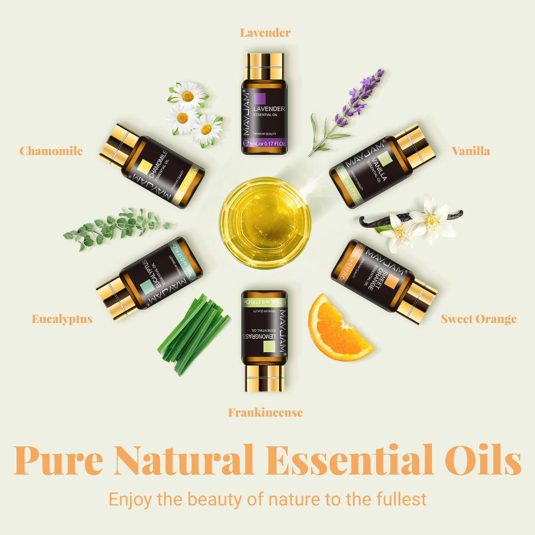 MAYJAM Essential Oils Set 35 x 5 mL - Essential Oils Gift Set for Humidifier, Diffusers, Home, DIY