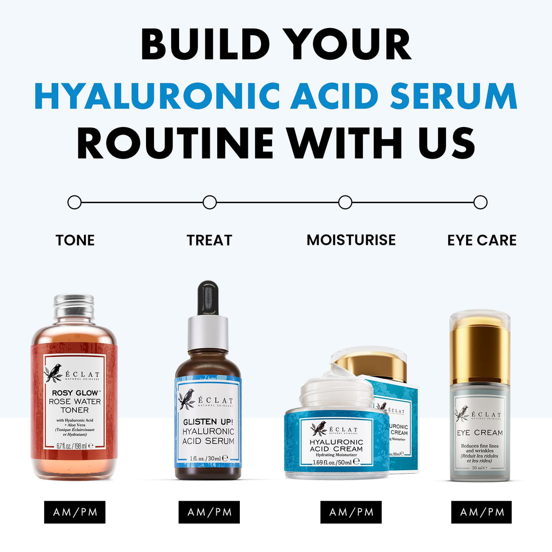 Eclat Skincare Hyaluronic Acid Serum for Face – 2.5% Hyaluronic Acid + 3% B5, Vitamin C & E - Hydrating Anti Aging & Anti Wrinkle Face Serum - Moisturizing & Plumping Formula for Smooth Skin 30 ml