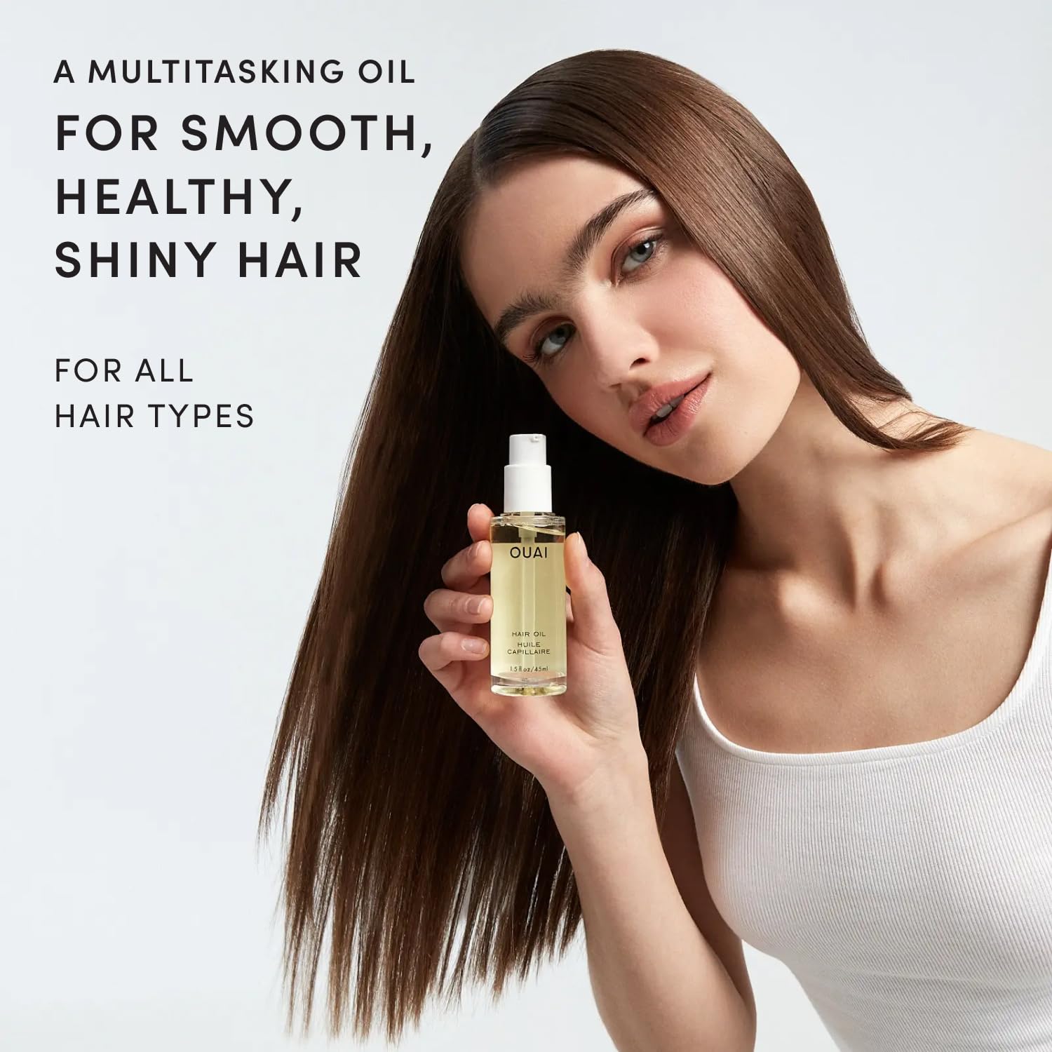 OUAI Hair Oil - Hair Heat Protectant Oil for Frizz Control - Adds Hair Shine and Smooths Split Ends - Color Safe Formula - Paraben, Phthalate and Sulfate Free - 45ml