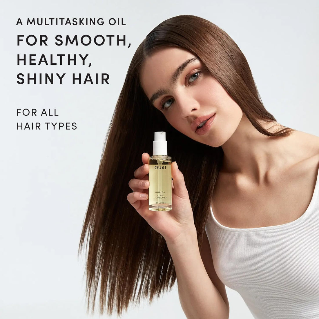 OUAI Hair Oil - Hair Heat Protectant Oil for Frizz Control - Adds Hair Shine and Smooths Split Ends - Color Safe Formula - Paraben, Phthalate and Sulfate Free - 45ml