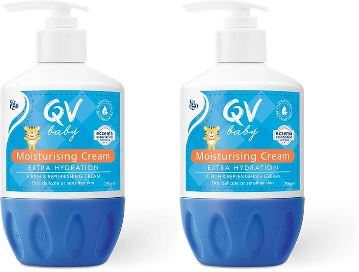 QV Baby Moisturising Cream, 250g - Rich Moisturising Cream With Glycerin and Vitamin B3 For Babies and Newborn, Non-Greasy For Sensitive Skin, with 24-Hour Protection, Baby Moisturiser, pH-balanced