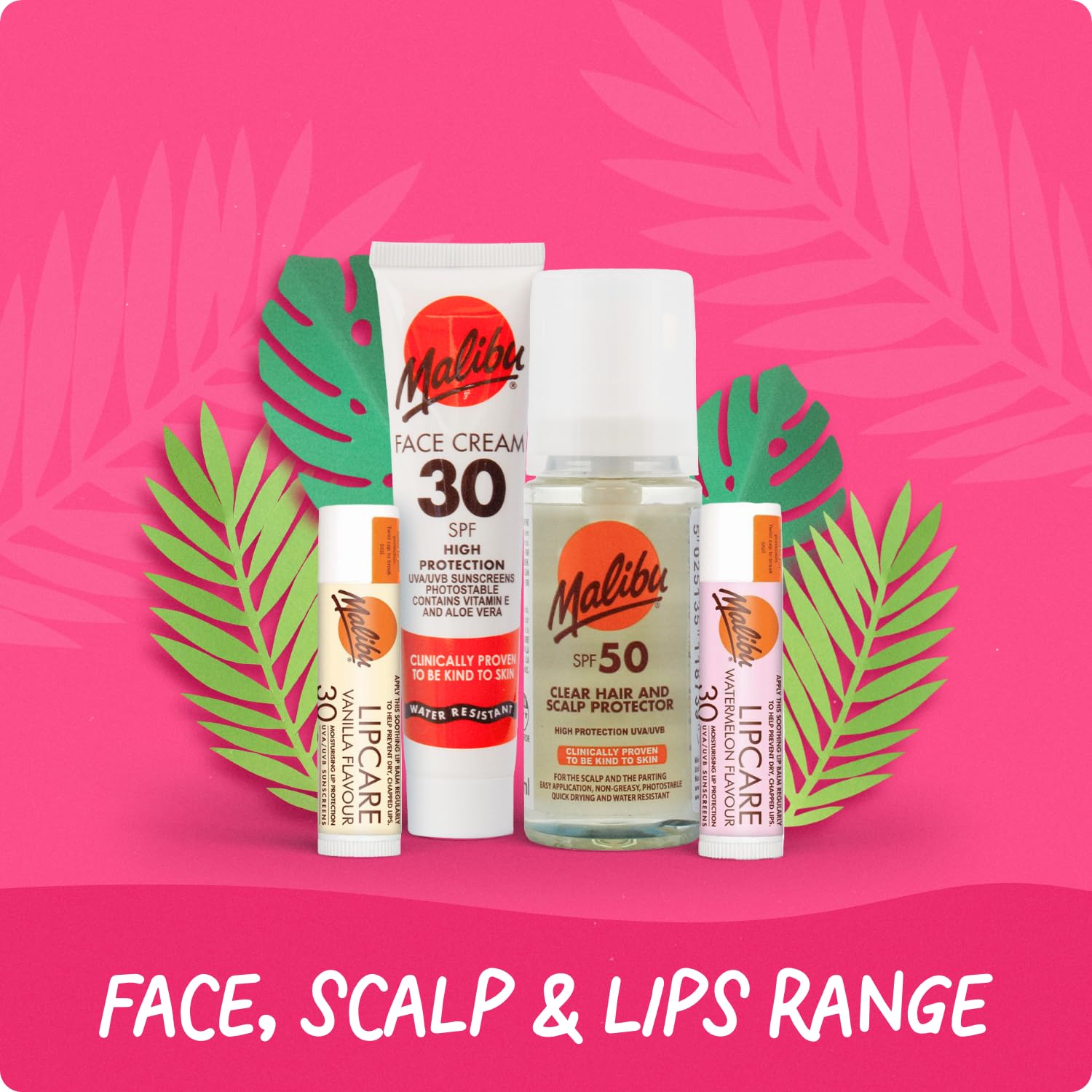 Malibu Sun SPF 30 Lip Balm Sunscreen, Watermelon, Mint and Vanilla, 3 x 5g, Halalzen