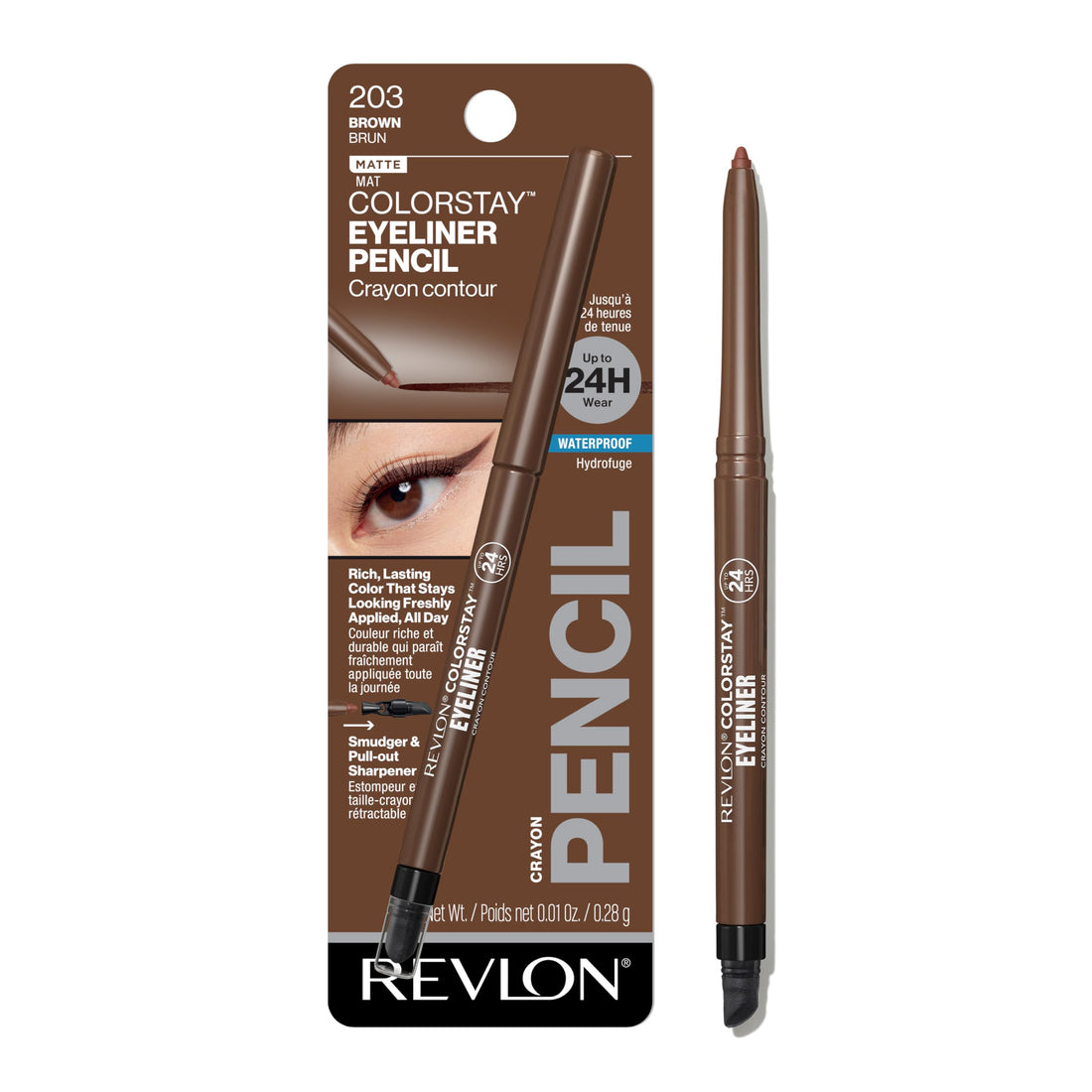 Revlon ColorStay Pencil Waterproof Eyeliner, Smudge-Proof, Eye Makeup with Built-In Sharpener, 201 Black, 2 pack