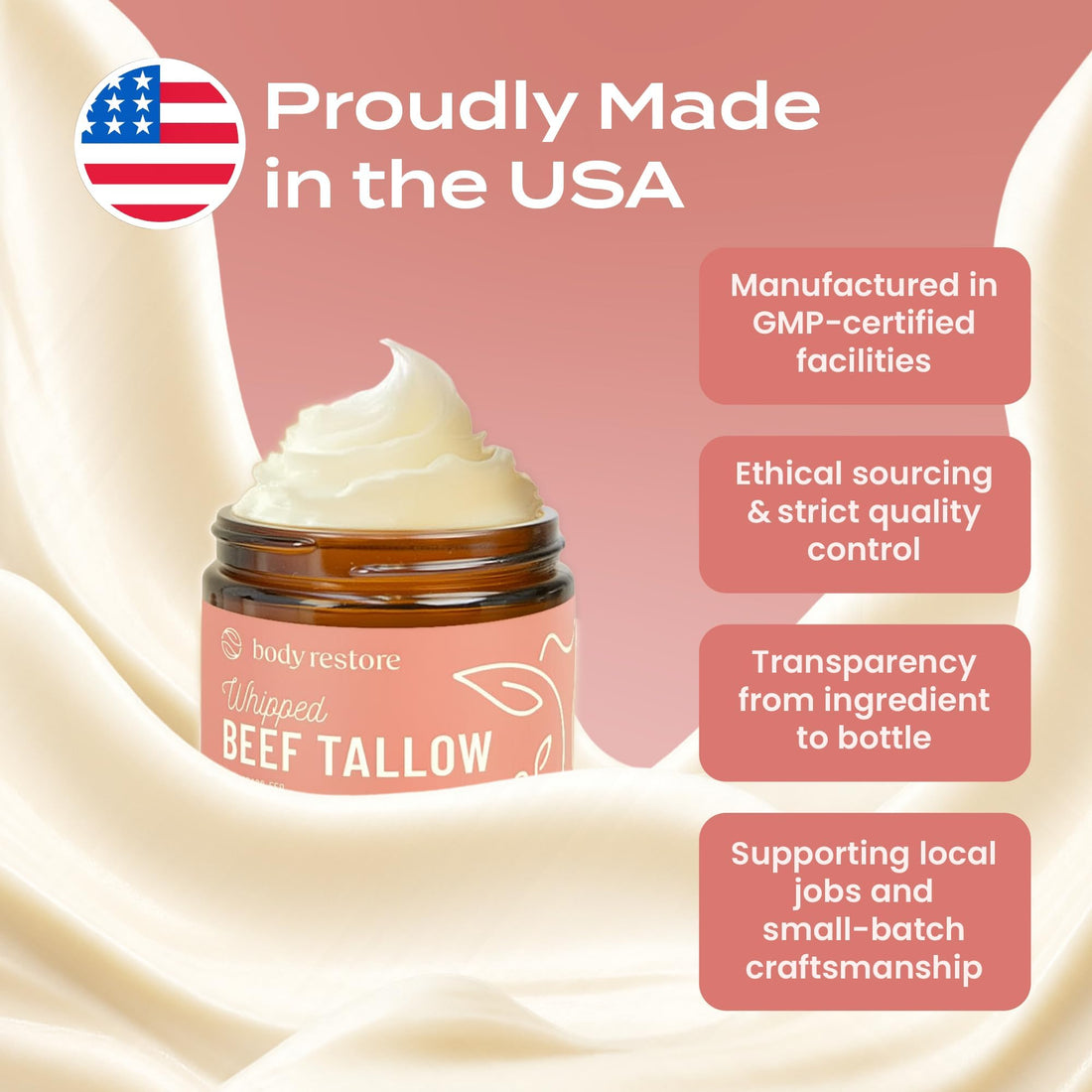 Body Restore Grass Fed Beef Tallow Lip Mask, Manuka Honey – Christmas Stocking Stuffers, White Elephant, Hydrating Moisture, Travel Essentials, Self Care, Birthday Gifts for Women, Men – Unscented Halalzen