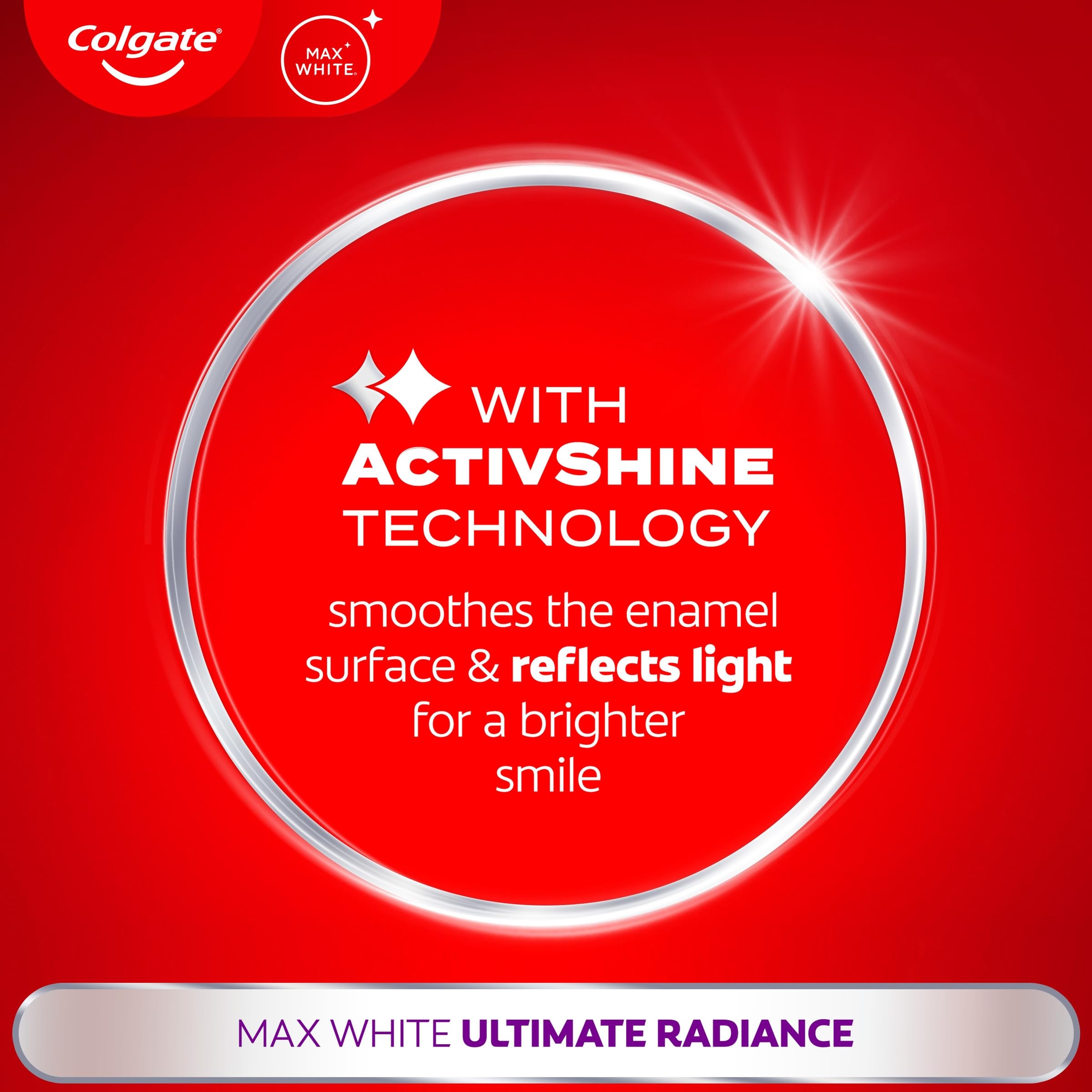 Colgate Max White Ultimate Radiance Whitening Toothpaste 75ml - 10X Whiter Teeth* - Instant Teeth Whitening Toothpaste^ - Deeply* Whitens - Helps Prevent Future Stains - Enamel Safe for Daily Use