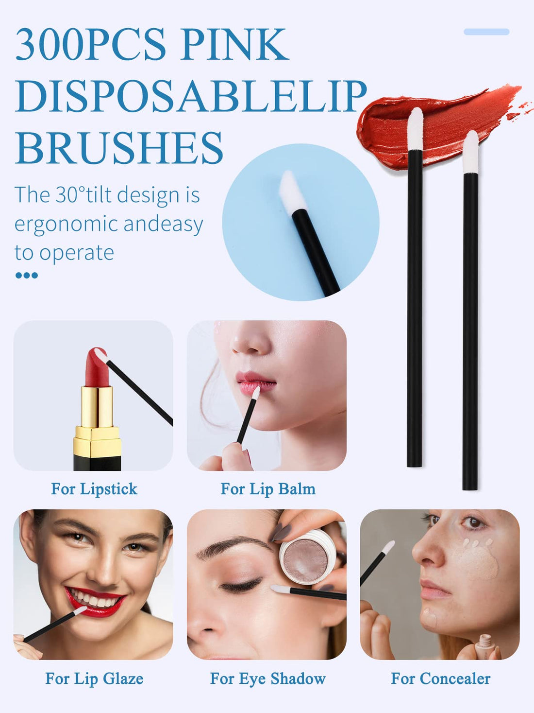 Yokilly 300PCS Disposable Mascara Wands Lip Wands Set,100Pcs Eyelash Brush/100Pcs Lip Brush/100PCS Micro Brushes,Makeup Tool Kit with Organizer Box Halalzen