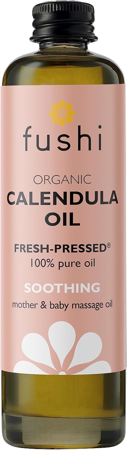 Fushi Organic Calendula Oil 100ml | Fresh-Pressed & Triple Infused for 3 Months | Best for Minor Abrasions, Irritated Skin, Skin Healing | Anti-inflammatory | Oil for Babies | Vegan, Made in the UK Halalzen