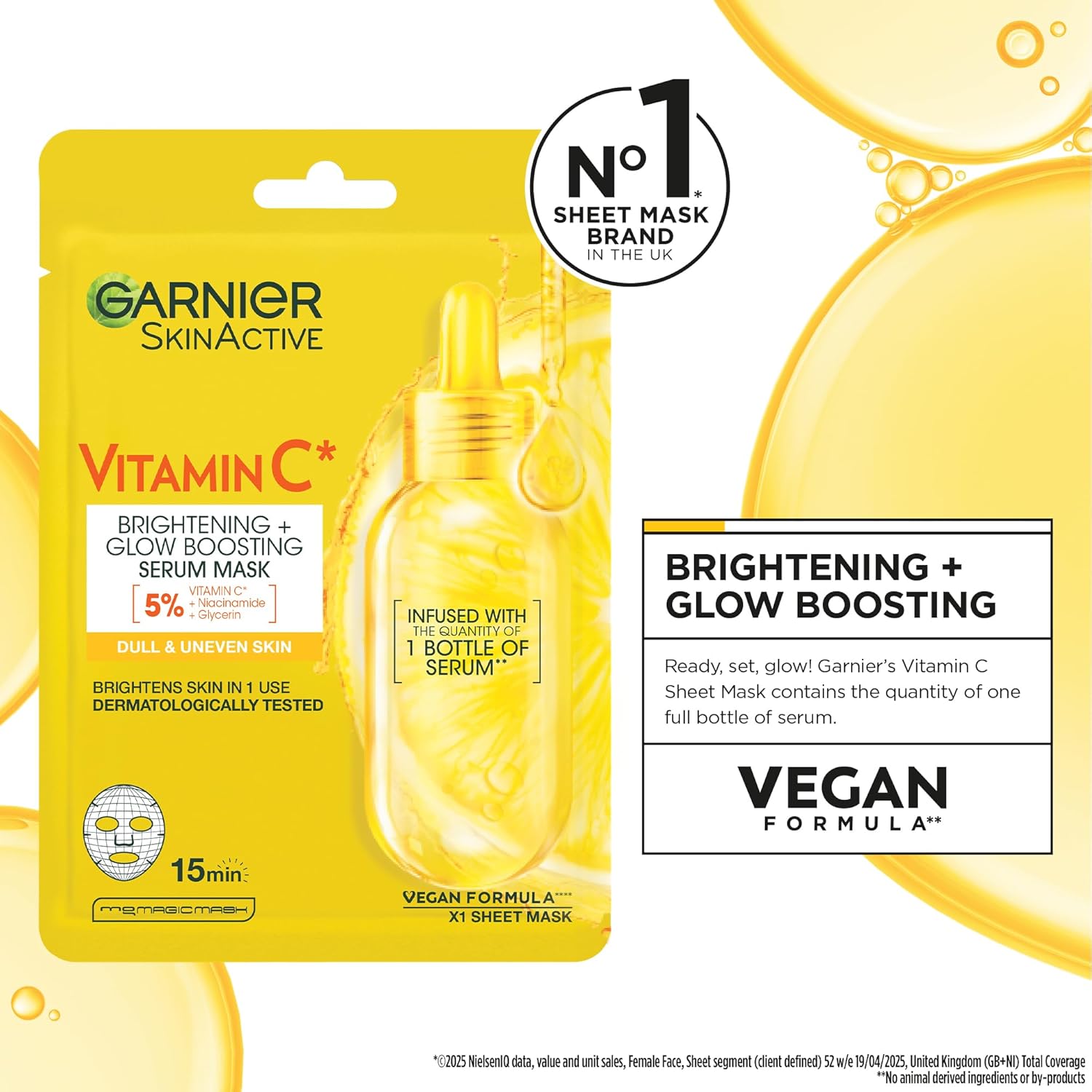 Garnier Mask Icons Discovery Collection - Face & Eye Sheet Masks Set for Dehydrated, Dull and Tired Skin, includes Vitamin C*, Hyaluronic Acid, Niacinamide - Pack of 5 sheet Masks