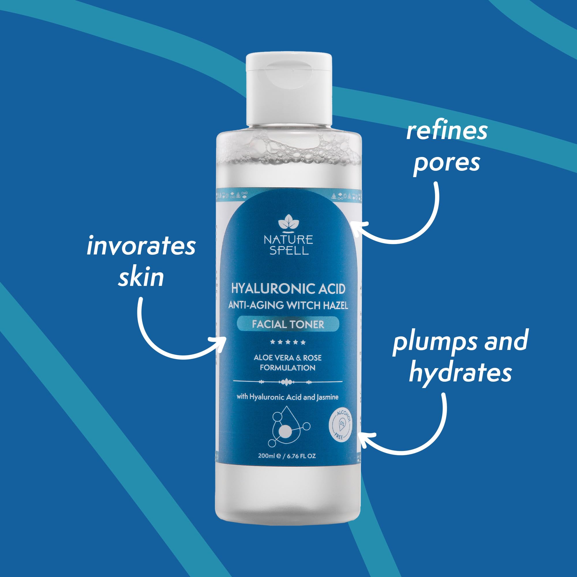 Nature Spell Rose Water Facial Toner, Hydrates & Restores Skin pH Balance, Suitable for All Skin Types, Vegan, 200ml
