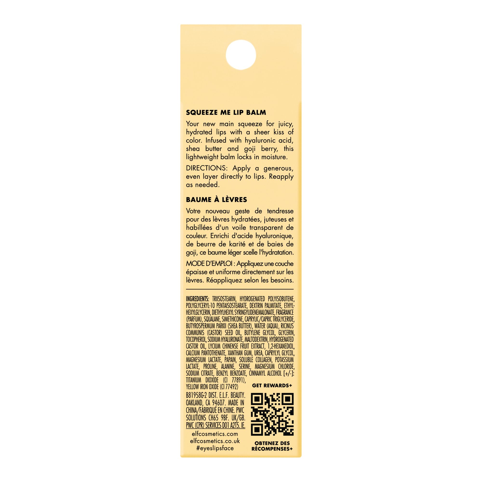 e.l.f. Squeeze Me Lip Balm, Moisturising Lip Balm For A Sheer Tint Of Colour, Infused With Hyaluronic Acid, Vegan & Cruelty-free, Strawberry