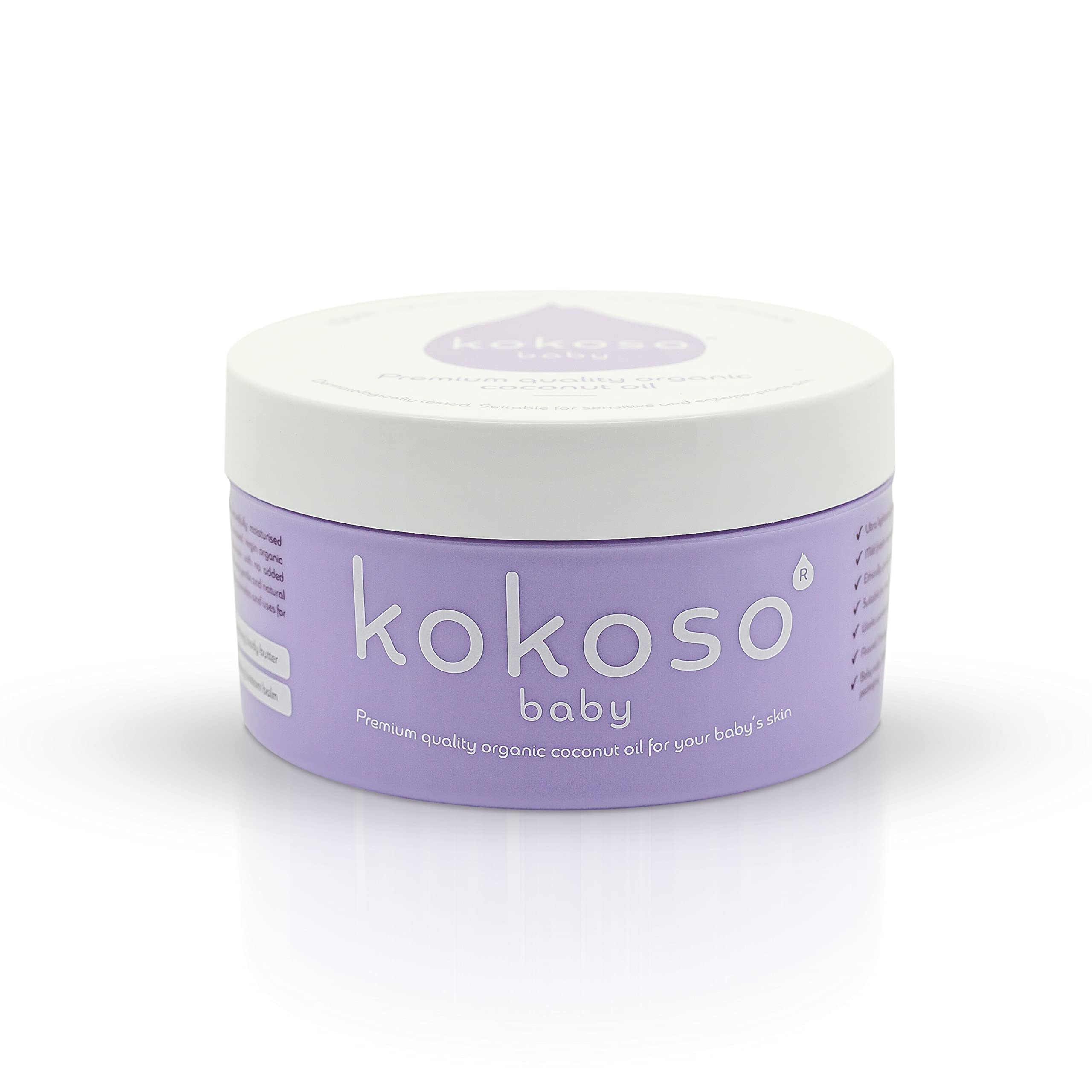 Kokoso Baby Organic Coconut Oil - Moisturising 100% Natural Baby Oil for Baby Massage, Dry, Sensitive and Normal Baby Skin - 200ml Halalzen