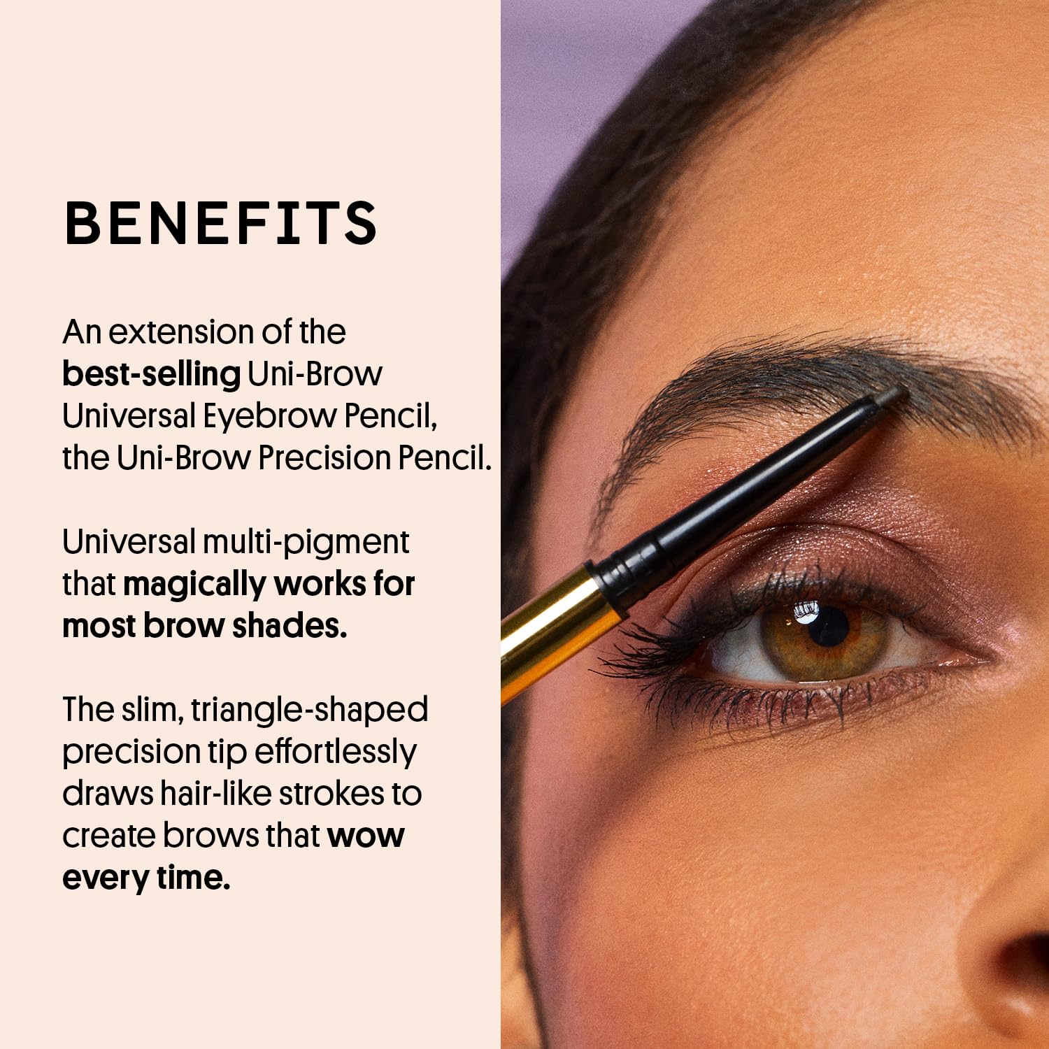 Winky Lux Uni-Brow Eyebrow Pencil, Dual-Ended with Spoolie, Waterproof Brow Definer with Ultra-Fine Tip, Universal Shade for Natural Looking Brows (Brown, Blonde, Taupe)