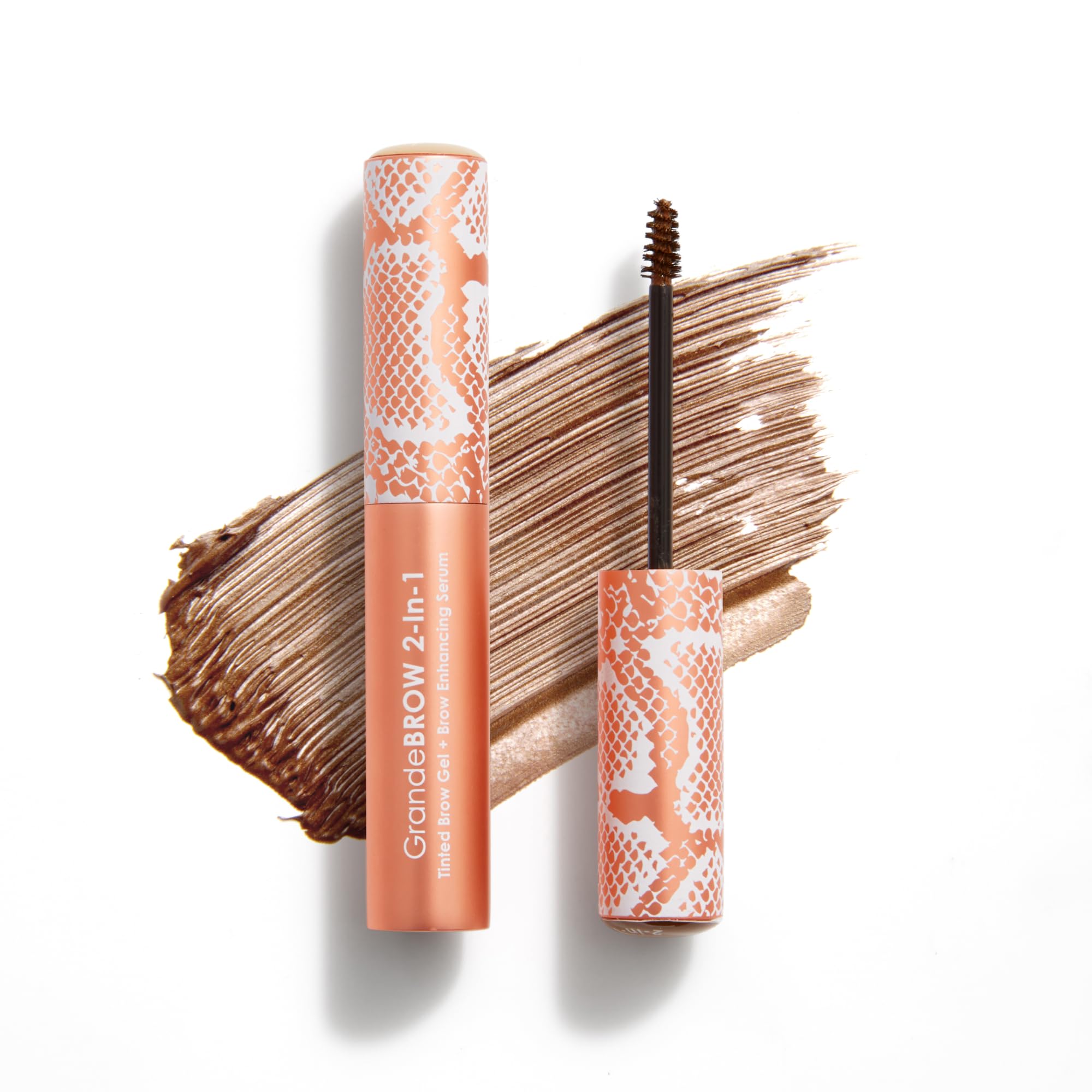 Grande Cosmetics GrandeBROW 2-in-1 Tinted Brow Gel + Brow Enhancing Serum for Thicker & Darker-Looking Eyebrows, Shape & Fill Brows, Long Wear, with Castor Oil & Mini Fibers