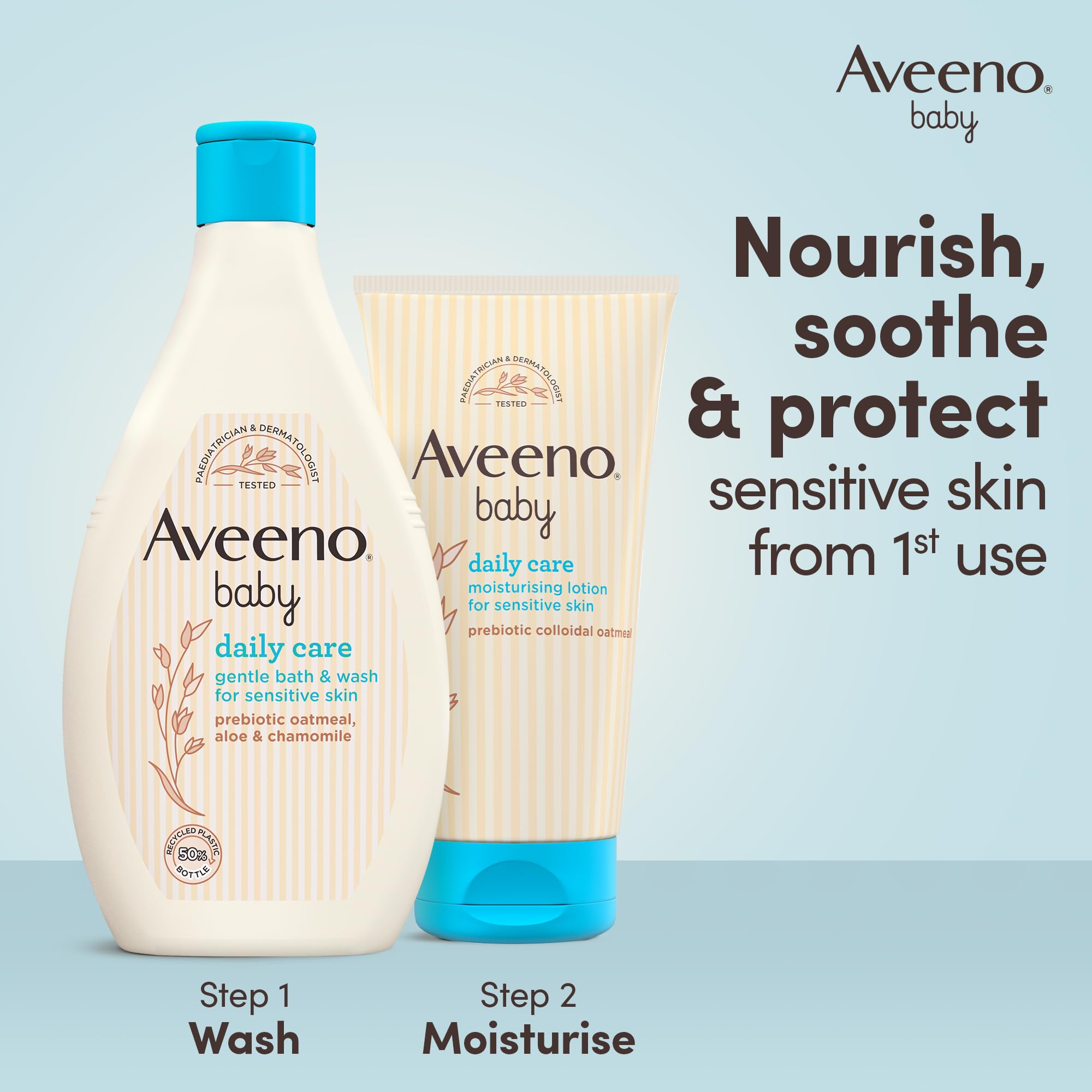 Aveeno Baby Daily Care Moisturising Lotion (3 x 150ml), Soothing Baby Cream to Provide 24-Hour Hydration Suitable for Newborns and Infants, Gentle Lotion for Dry, Sensitive Skin Prone to Eczema