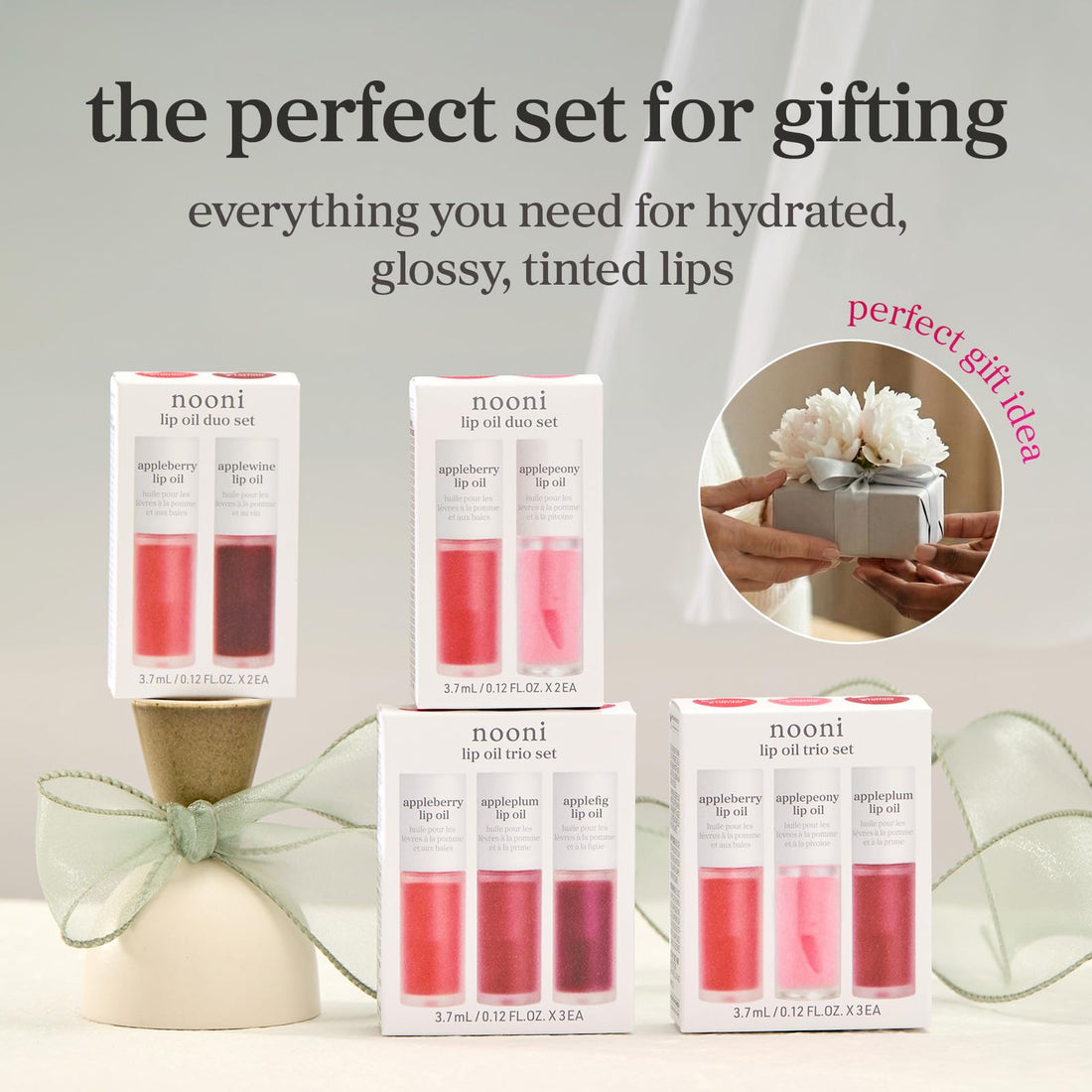 NOONI Korean Lip Oil - Applepeony | Long-Lasting, Moisturizing, Plumping, Revitalizing for Dry Lips, Waterproof, No Peel Off, Hydrating Lip Stain, Stocking Stuffers, Cute Stuff, 0.12 FL Oz Halalzen