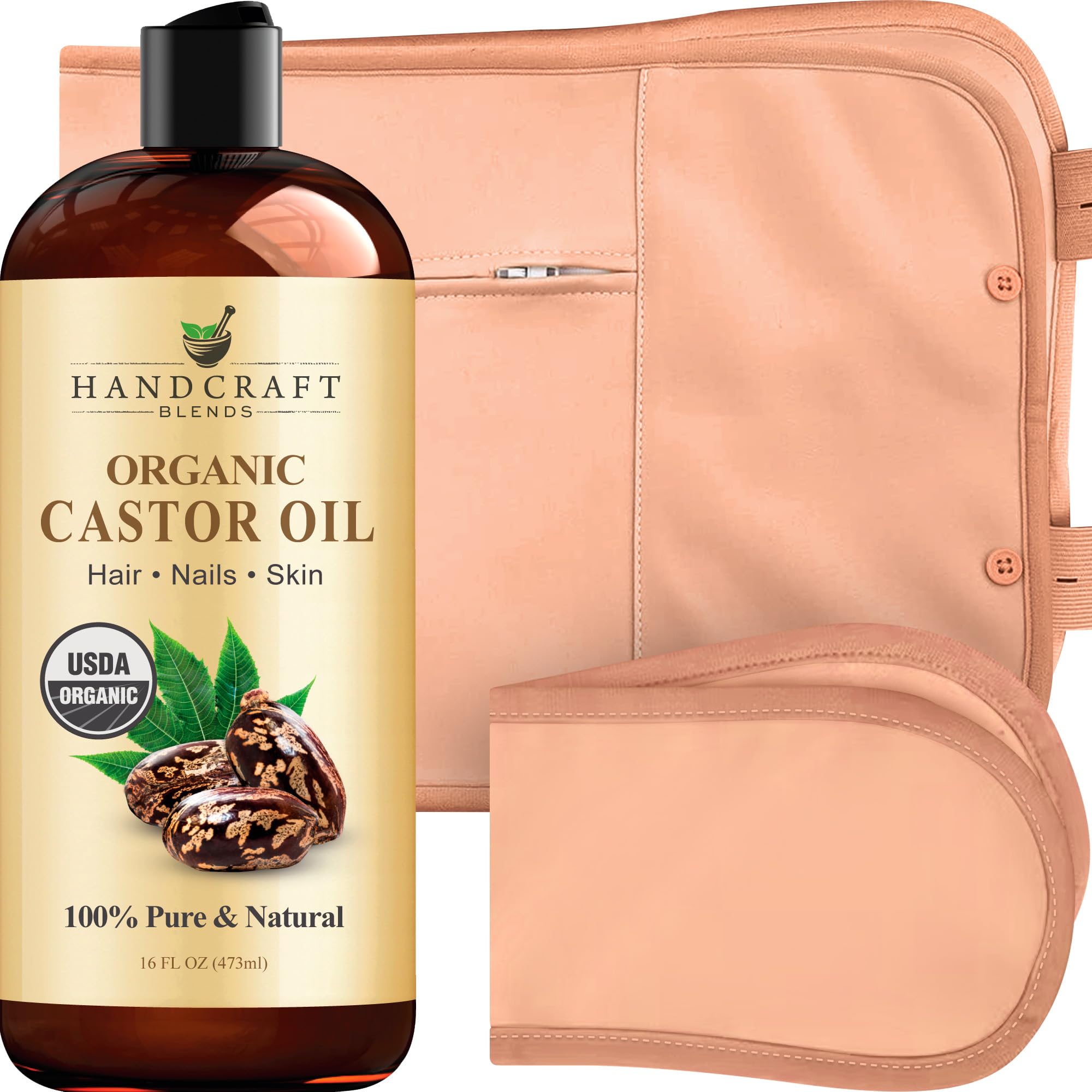 Handcraft Blends Huile de Ricin et Huile de Romarin 236 ml | 100% Pure et Naturelle | Huile Support de Qualité Supérieure | Cheveux, Cils et Sourcils | Cheveux et Corps