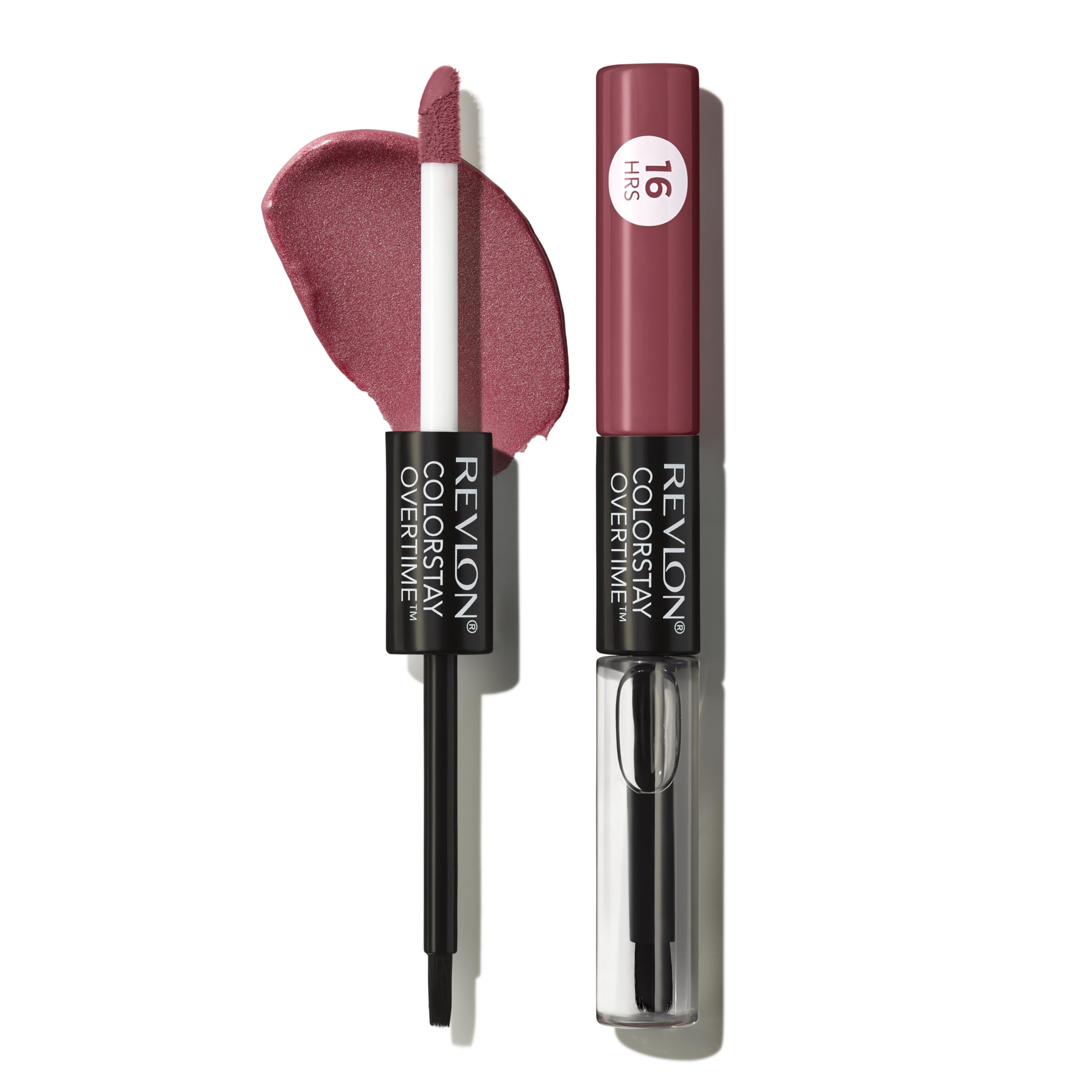 Revlon Liquid Lipstick with Clear Lip Gloss, ColorStay Overtime Lipcolor, Dual Ended with Vitamin E, 370 Everlasting Rum, 0.07 Fl Oz