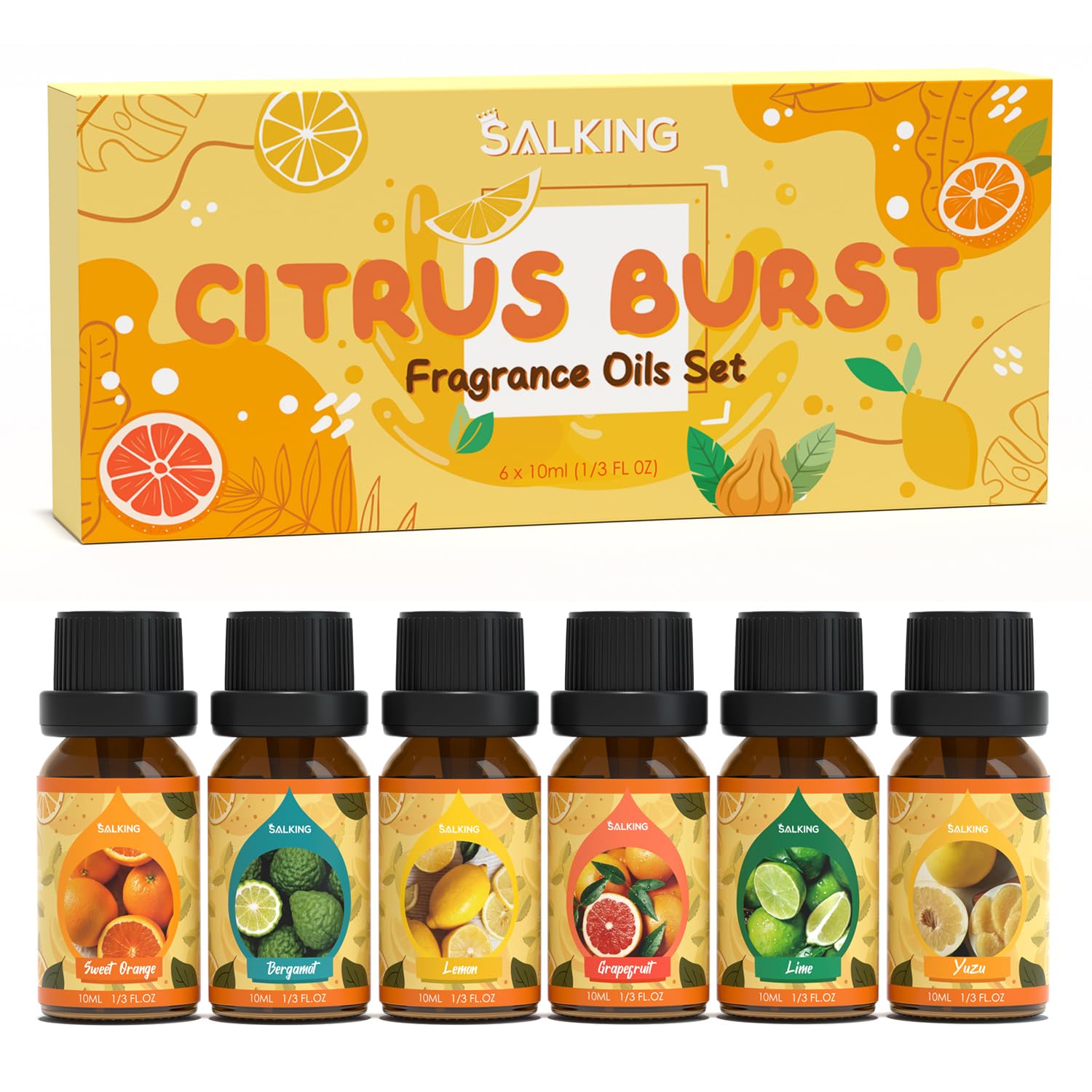 SALKING Essential Oils Set, 100% Pure Fragrance Oil AromatherapyGift, Premium Scented Oils for Diffusers 6 x 10 ML - Lavender, Rose, Jasmine, Cherry Blossom, Gardenia, Chamomile, Pink