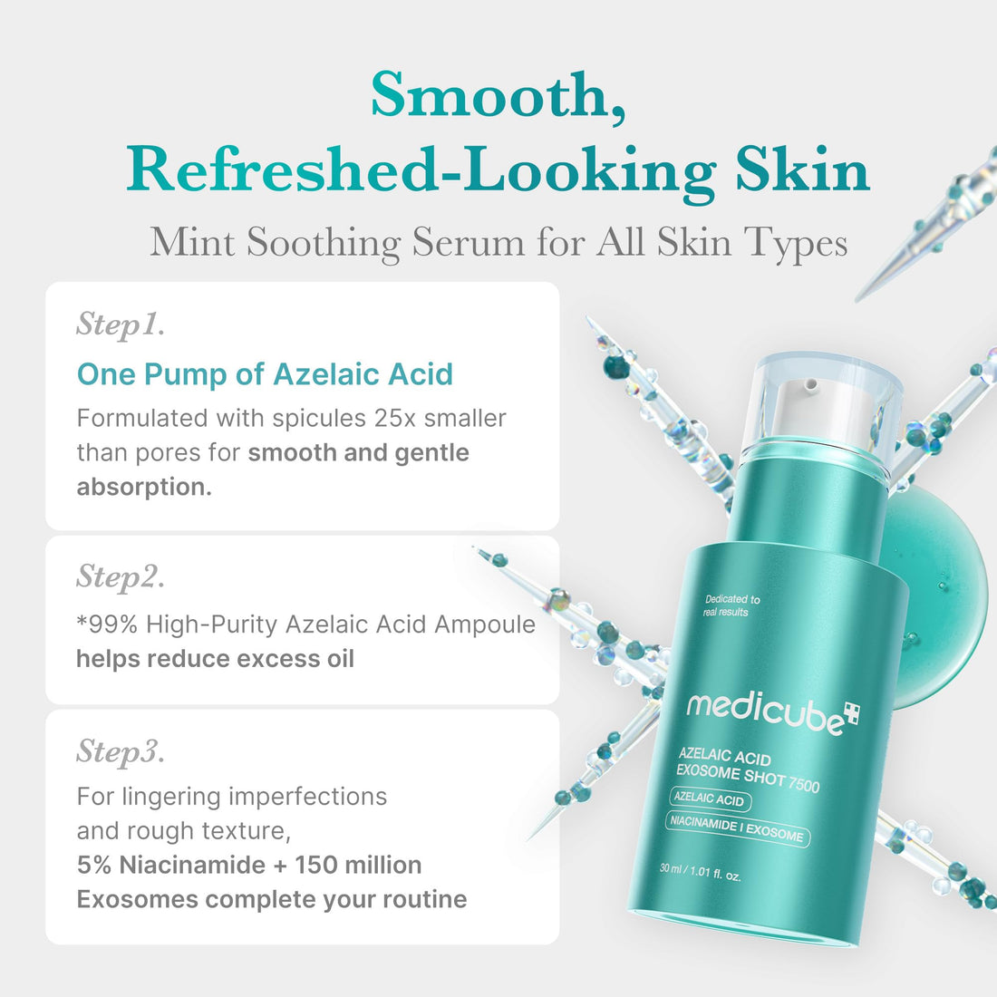 medicube Exosome Shot Zero 2,000 PPM Spicule Facial Serum | Liquid Skin Booster Serum | Exosome, AHA+BHA+PHA | Pore Care, Dead Skin Cells, Skin Texture | Korean Skincare, 1.01 fl.oz Halalzen