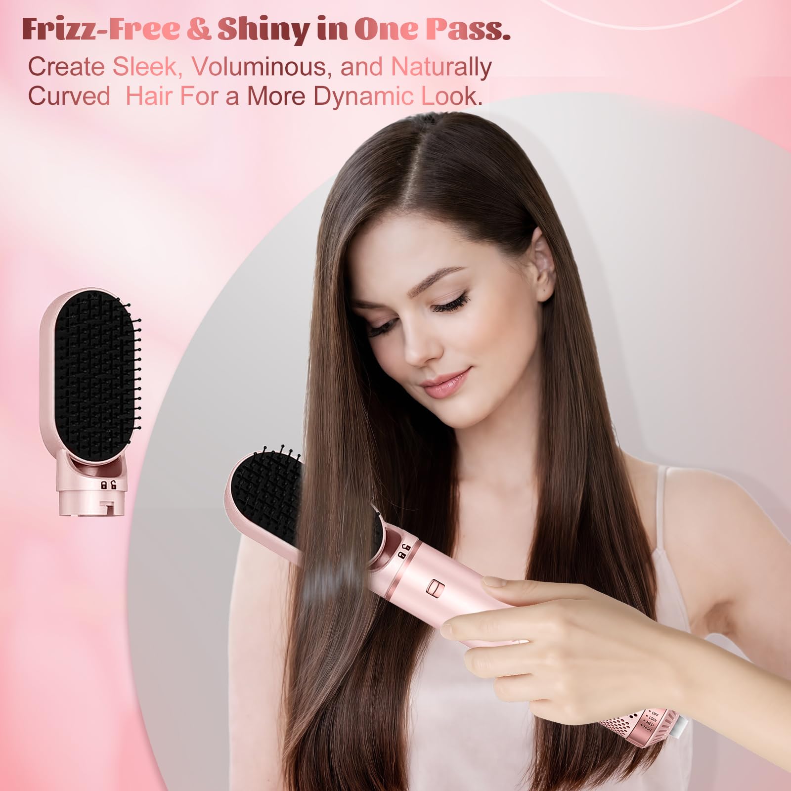 5 in 1 Hair Styler for Woman, Air Curling Wrap, Drying, Curling, Straightening & Volumizing, Hot Air Curler Dryer Brush Tool Set, Curl Styling Tools - Blush Halalzen