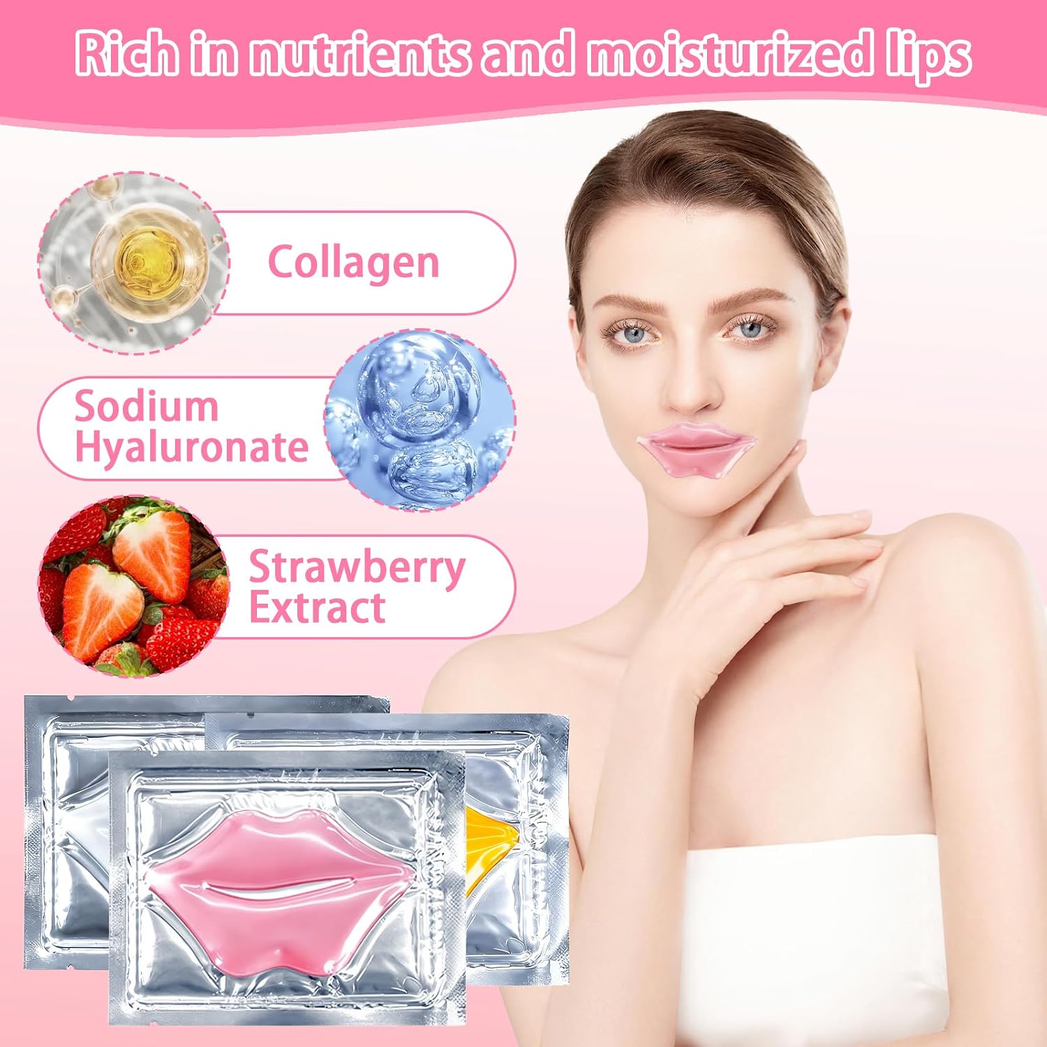 30 PCS Collagen Crystal Lip Masks, Lip Mask, Deeply Hydrating, Moisturizing, Includes 3 Types of Hydrating Gel Masks, Provide Long-Lasting Nourishment Halalzen
