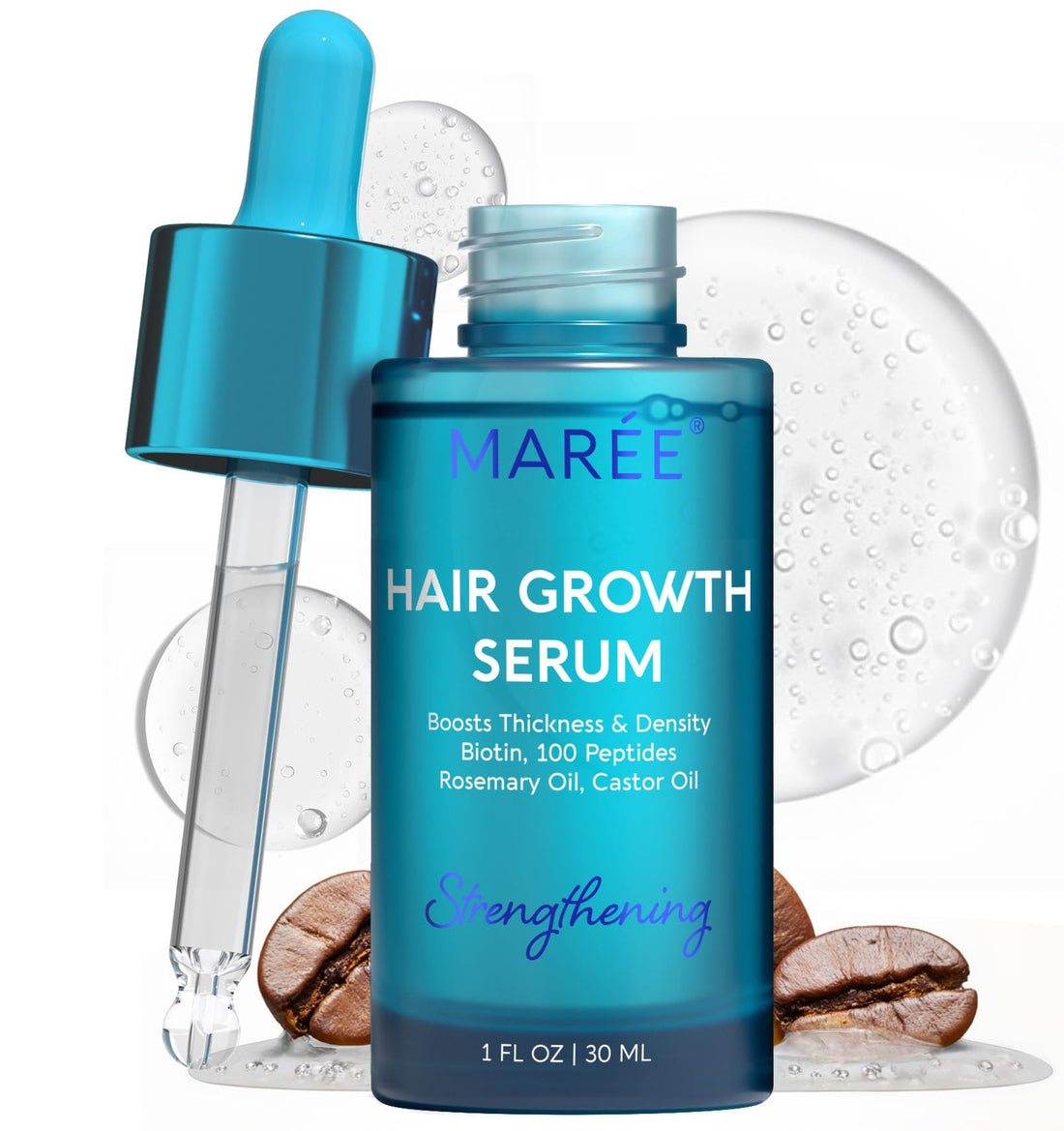 MAREE Haarwuchsserum - Koffeinpeptide Rizinus-Rosmarinöl für Haarwuchs - Produkte für Frauen & Männer - Haaröle für Haarwuchs - Haarwuchsmittel - Kopfhautserum - Suero Para El Cabello