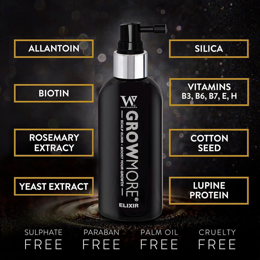 Grow More® Elixir – Leave In Hair Growth Serum for Thicker-Looking Hair & Improved Scalp Condition with Biotin, Caffeine, Rosemary & More – Sulfate-Free Hair Oil for Women & Men, 100mL
