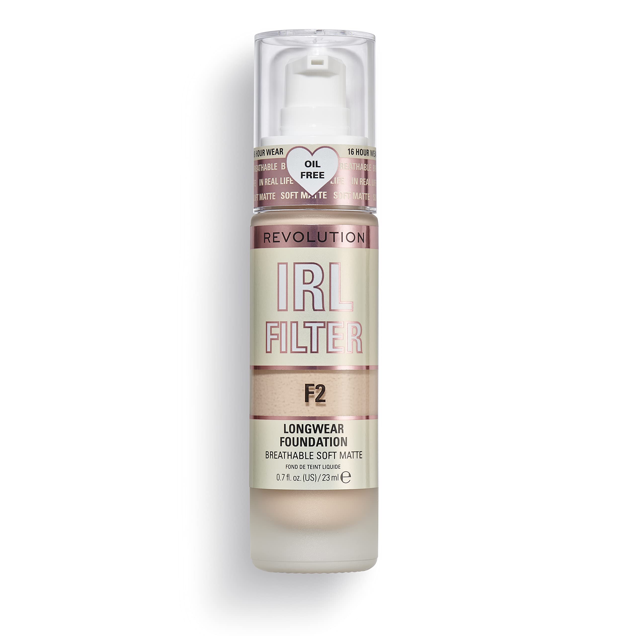 Makeup Revolution IRL Filter, Longwear Foundation, Medium to Full Coverage, Matte Finish, 16 Hour Wear, F5, Fair To Light Skin Tones, 23ml Halalzen