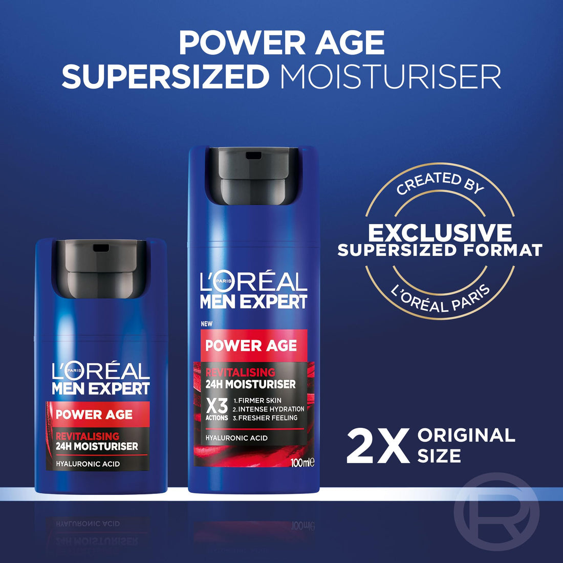 L'Oreal Men Expert Power Age Moisturiser, Hydrating & Revitalising Hyaluronic Acid Moisturiser for Men, designed for Ageing, Dry & Dull Skin 100ml, 1