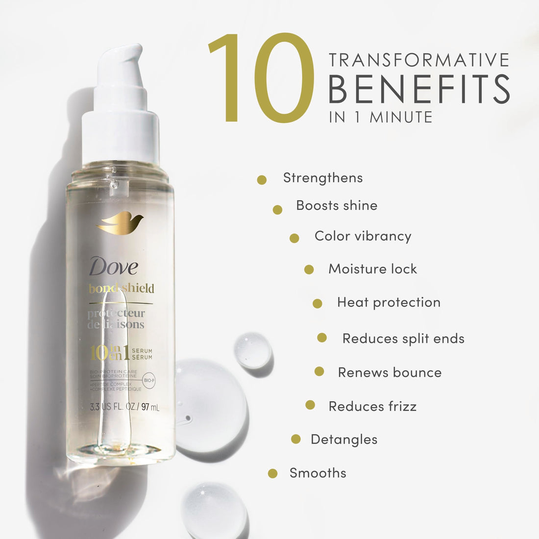 Dove Intensive Repair Amino Serum for Damaged Hair with Bio-Protein Care Technology 3.3 oz Halalzen
